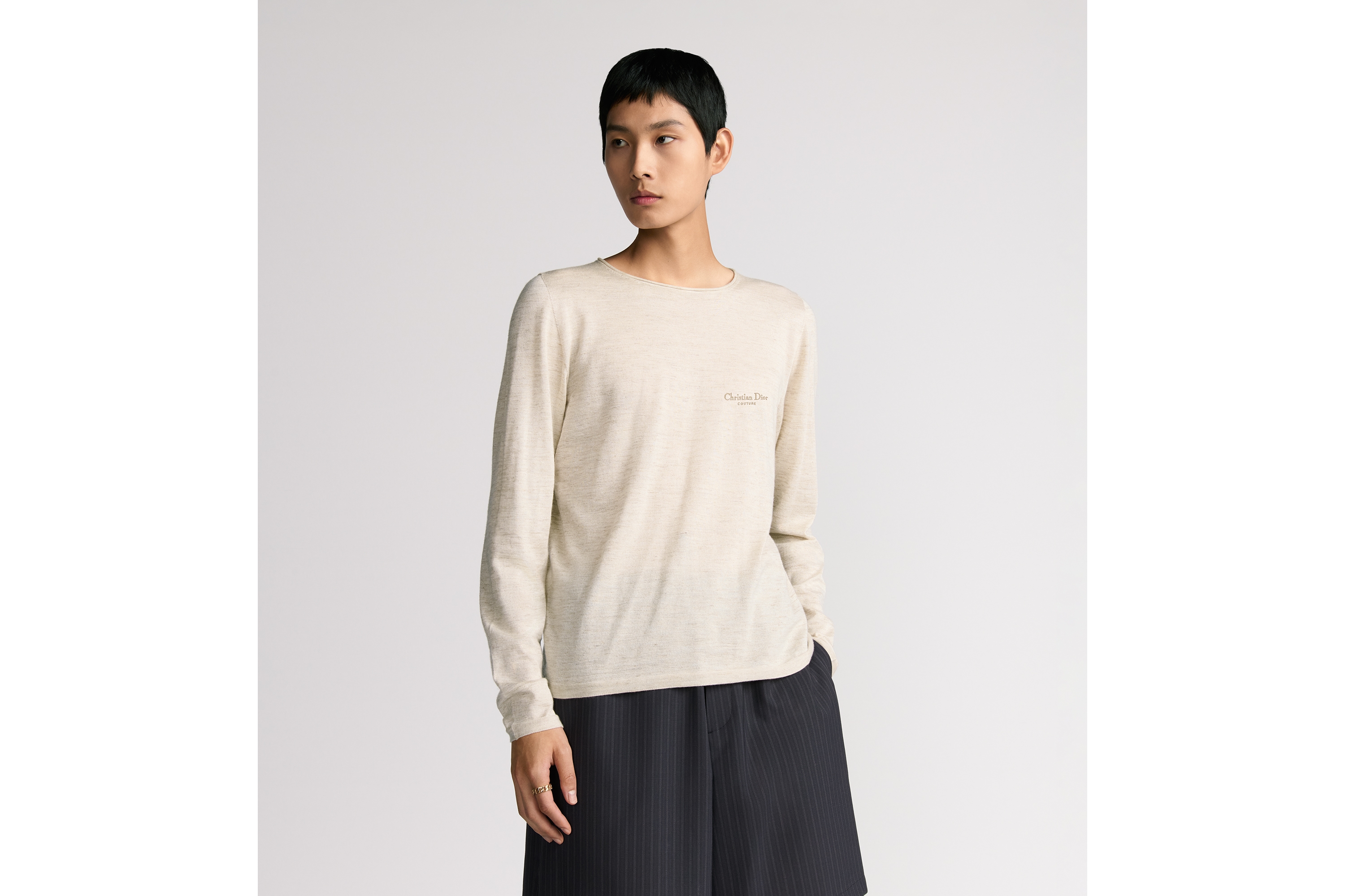 Look Sweater Beige Cashmere, Silk and Linen Jersey E07
