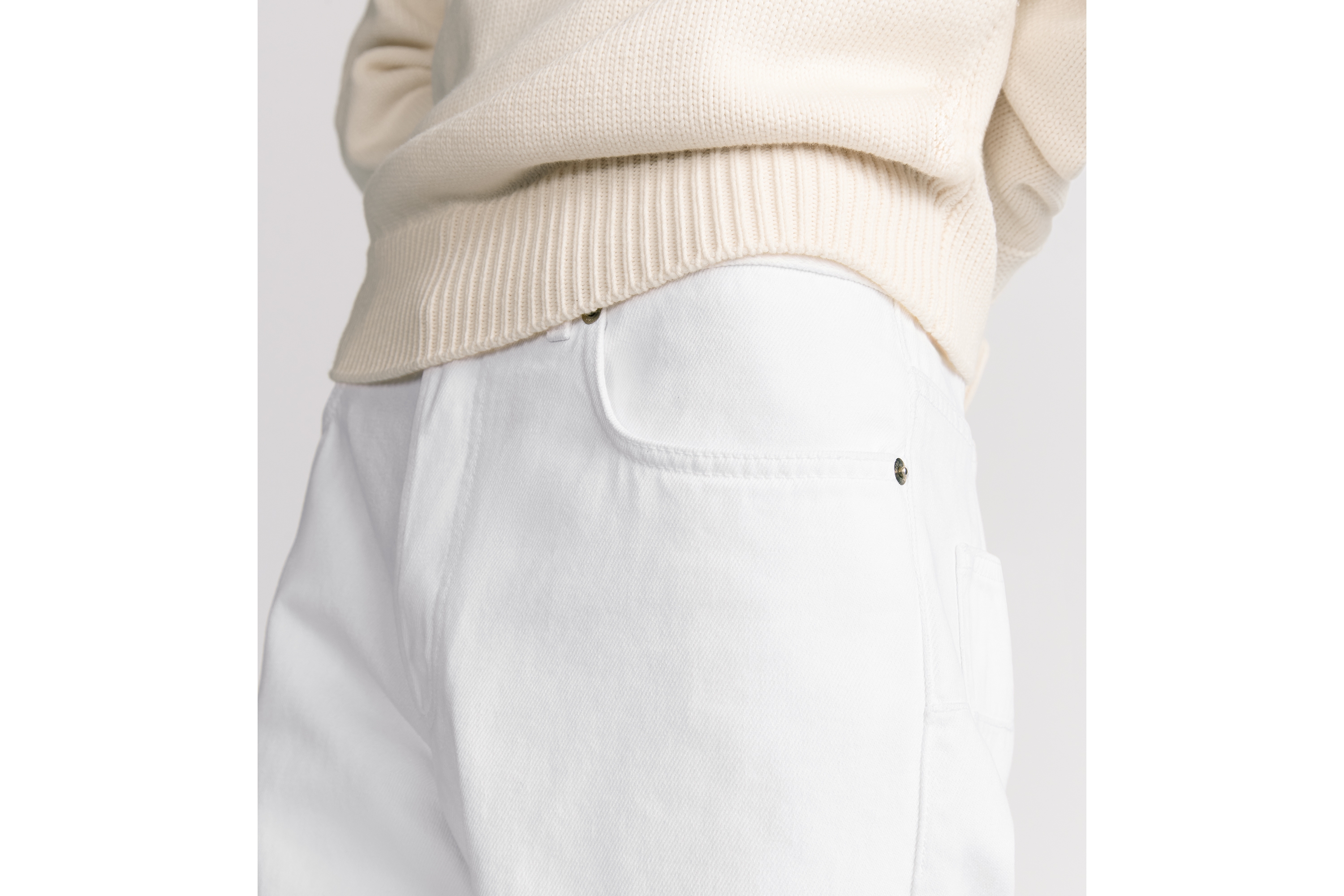 Look Regular Jeans White Cotton Twill E16