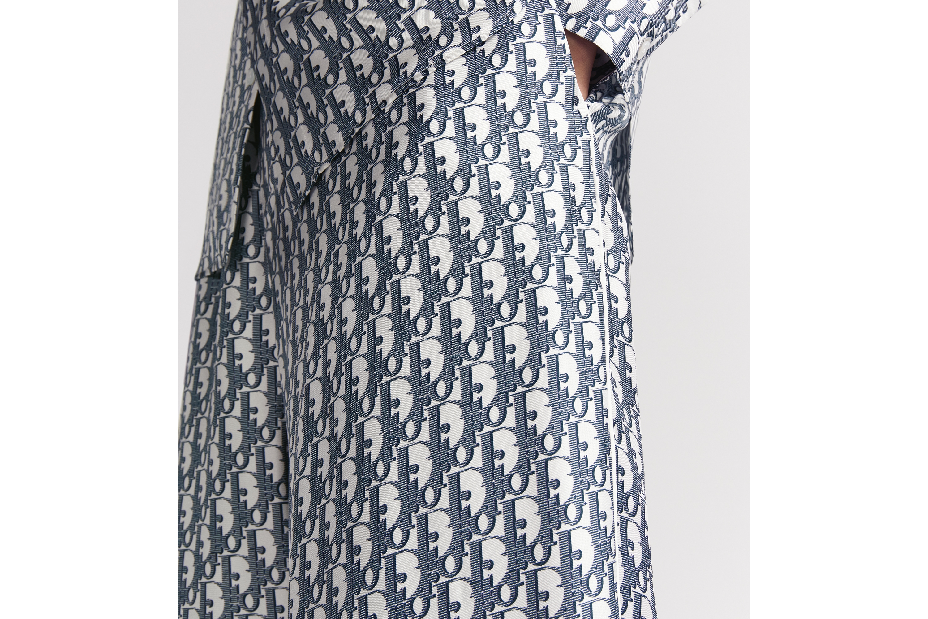 Look Dior Oblique Pajama Pants White and Blue Silk Twill E16