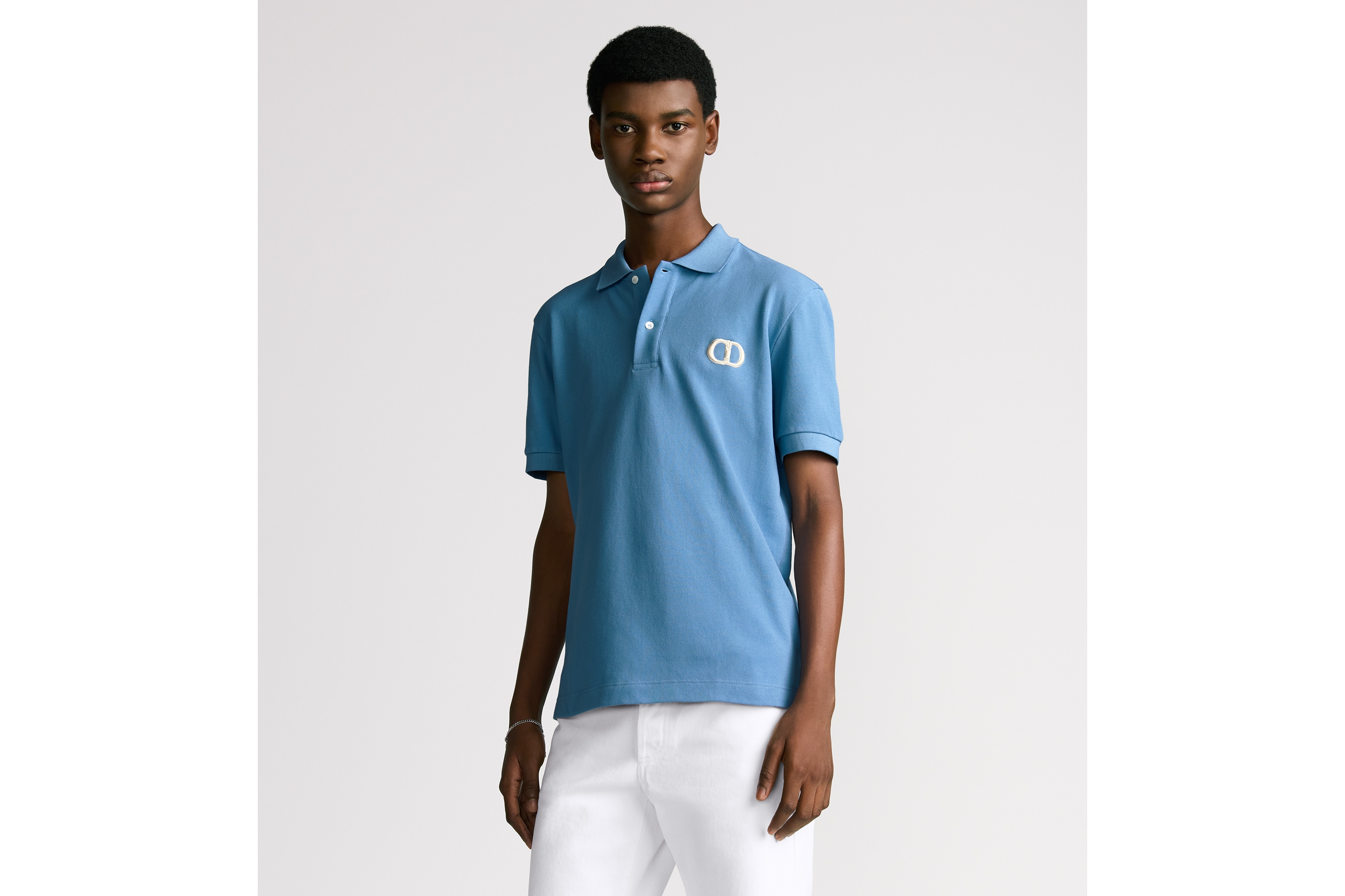Look CD Icon Polo Shirt Blue Cotton Piqué E07