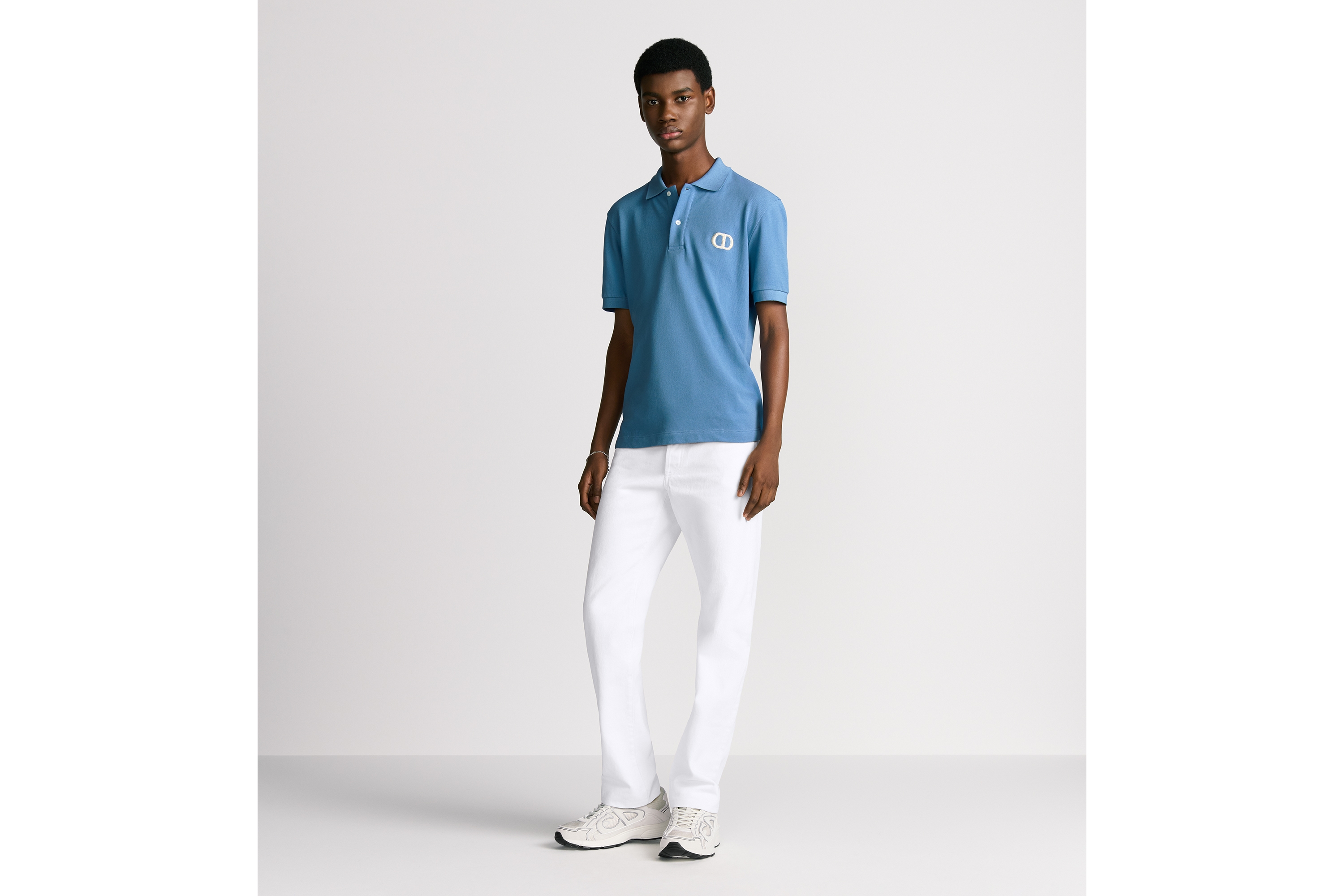 Look CD Icon Polo Shirt Blue Cotton Piqué E08