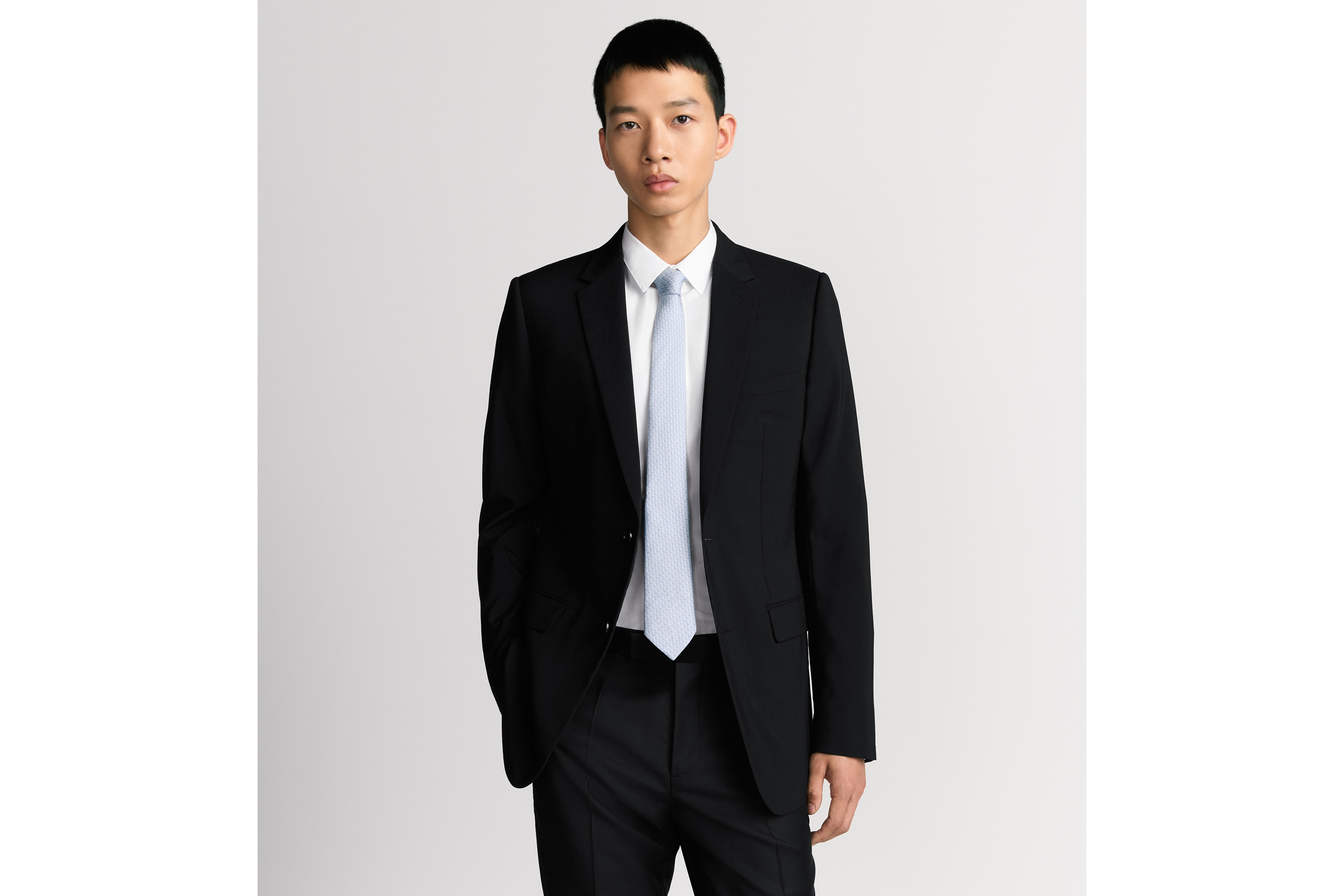 Look Dior Oblique Tie Light Blue and Blue Silk E35