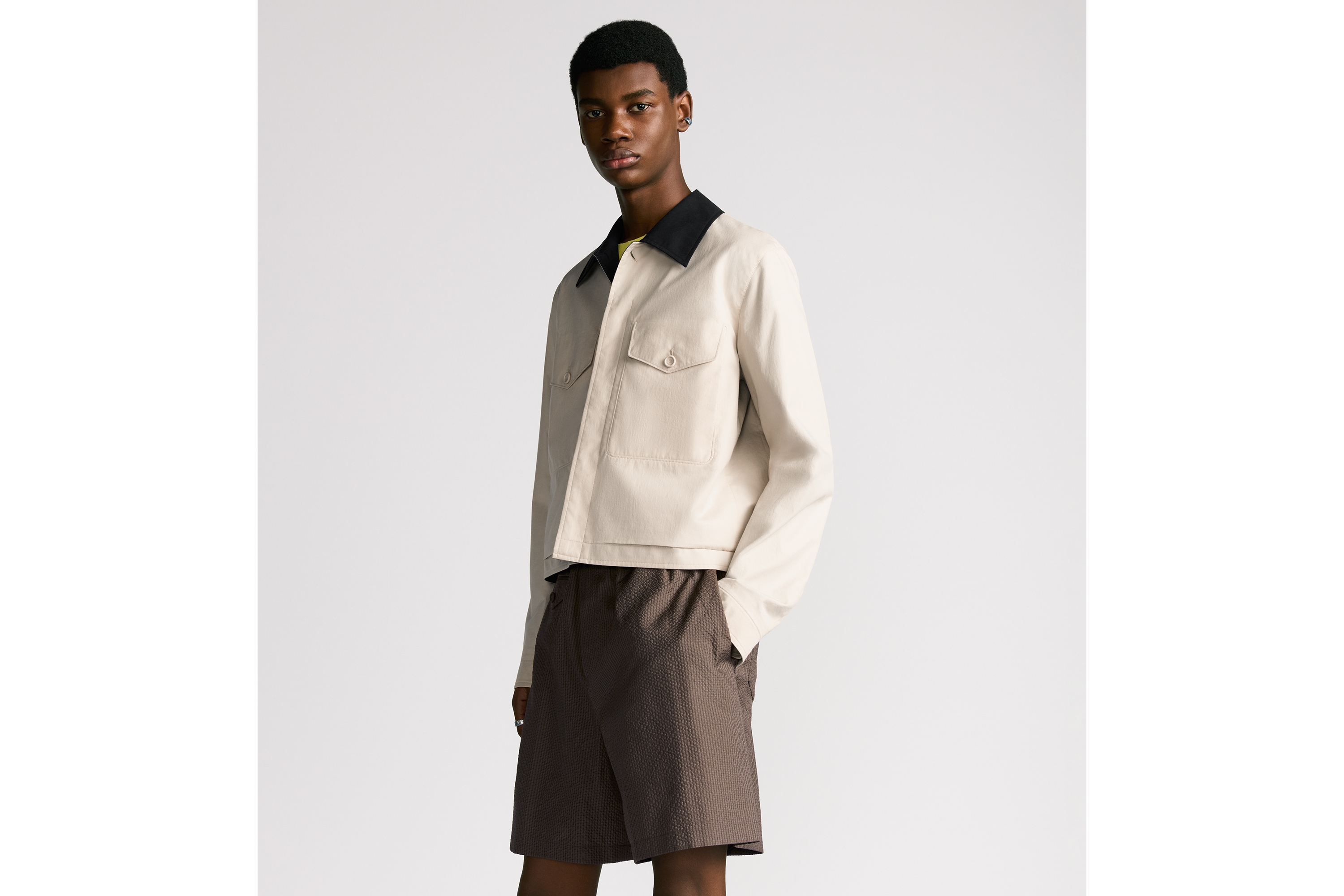 Jacket with Contrasting Spread Collar