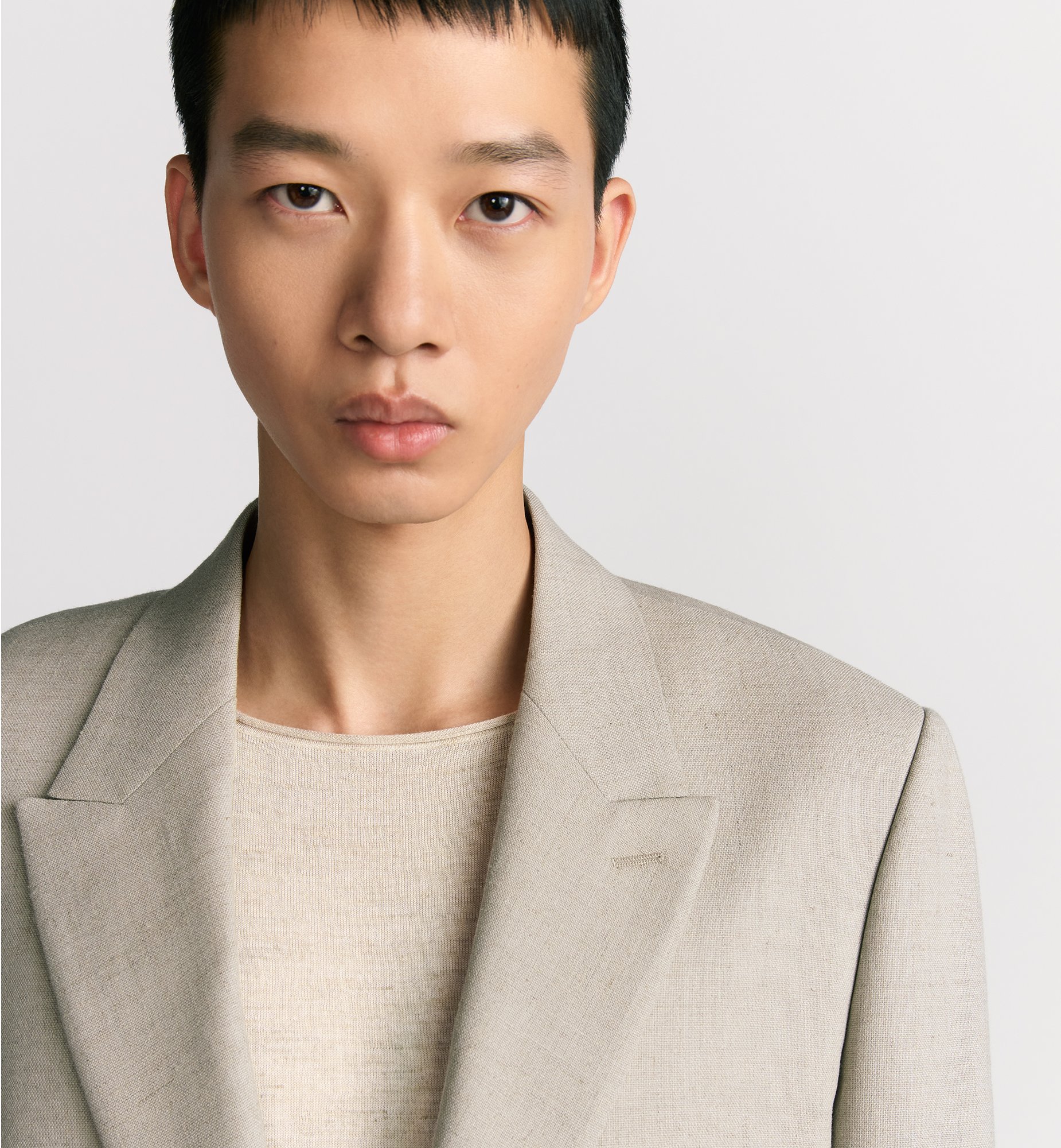 Jacket with Rounded Closure Beige Virgin Wool and Linen | DIOR Jacket with Rounded Closure Beige Virgin Wool and Linen | DIOR