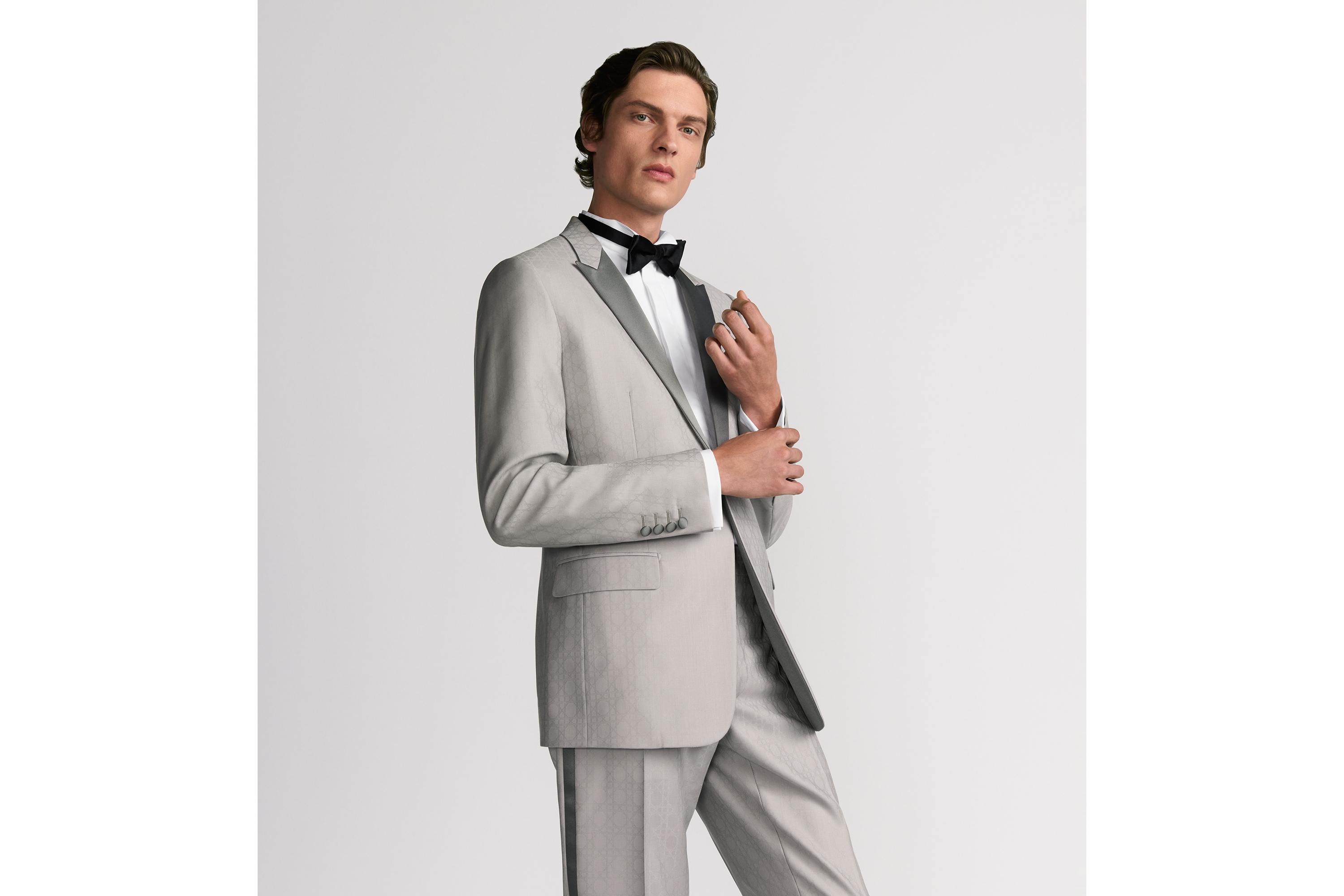 Cannage Tuxedo Gray Cannage Virgin Wool and Silk Jacquard E01