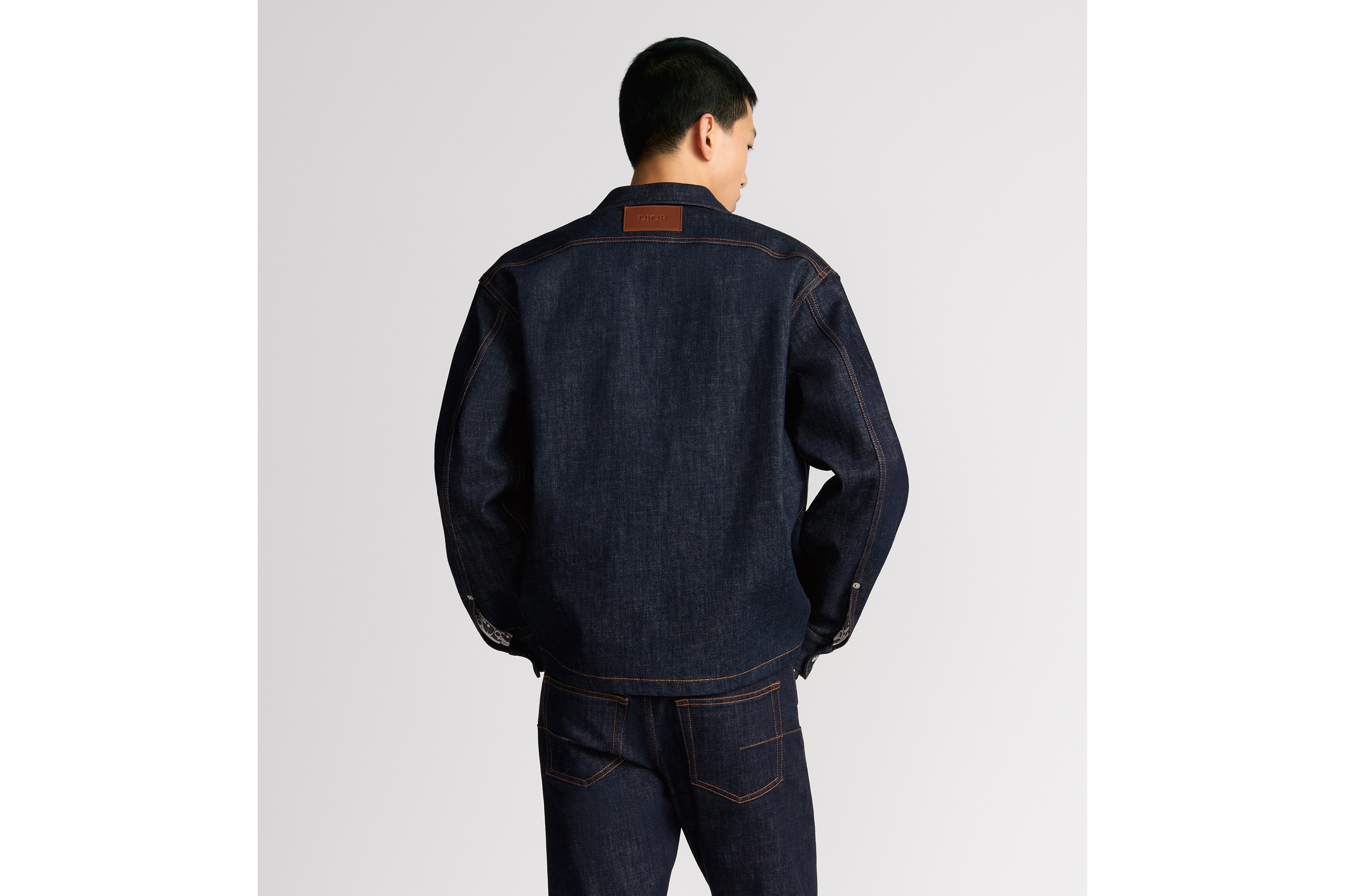 Look Dior Oblique Overshirt Blue Raw Cotton Denim E09