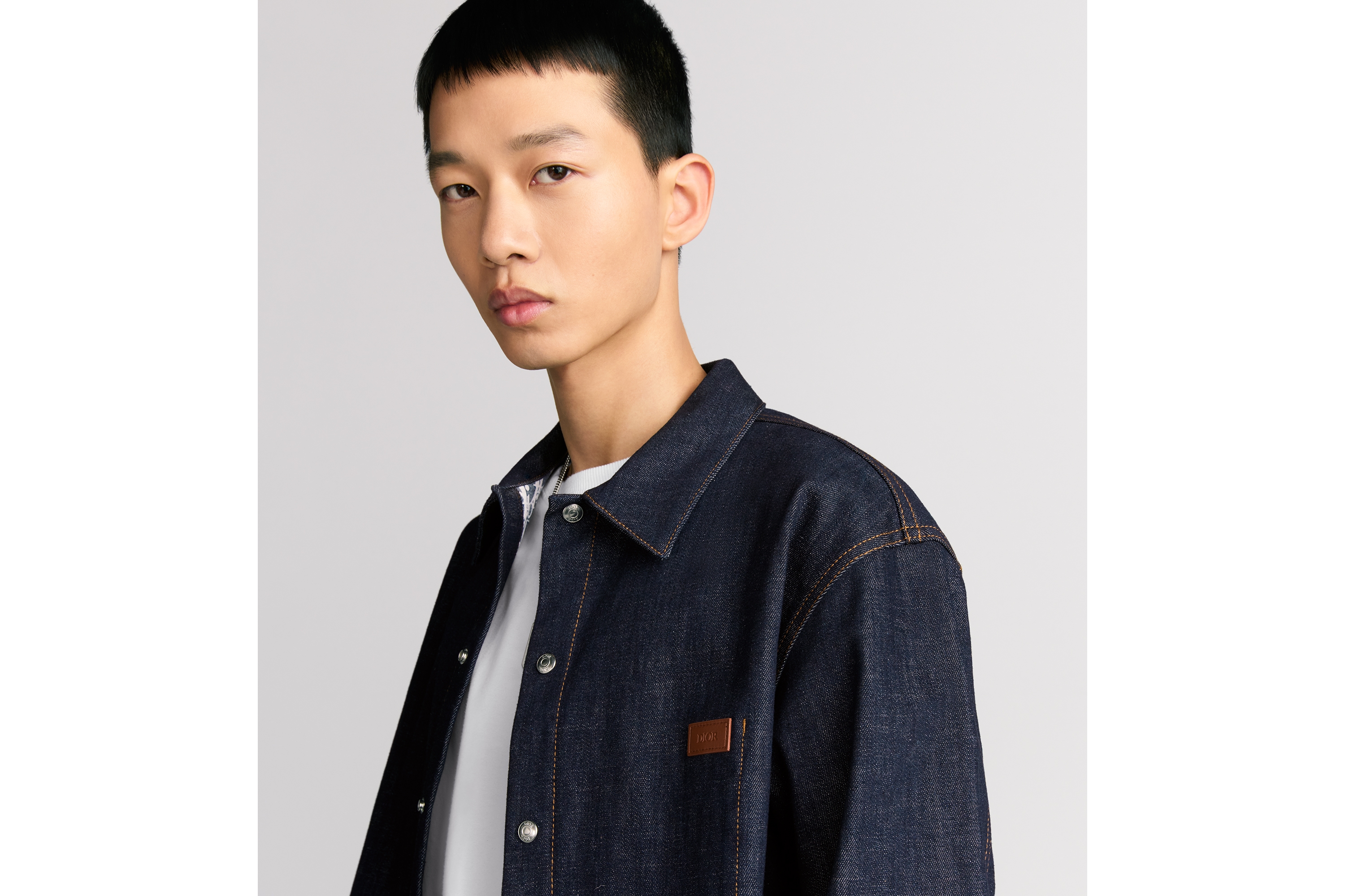 Look Dior Oblique Overshirt Blue Raw Cotton Denim E10