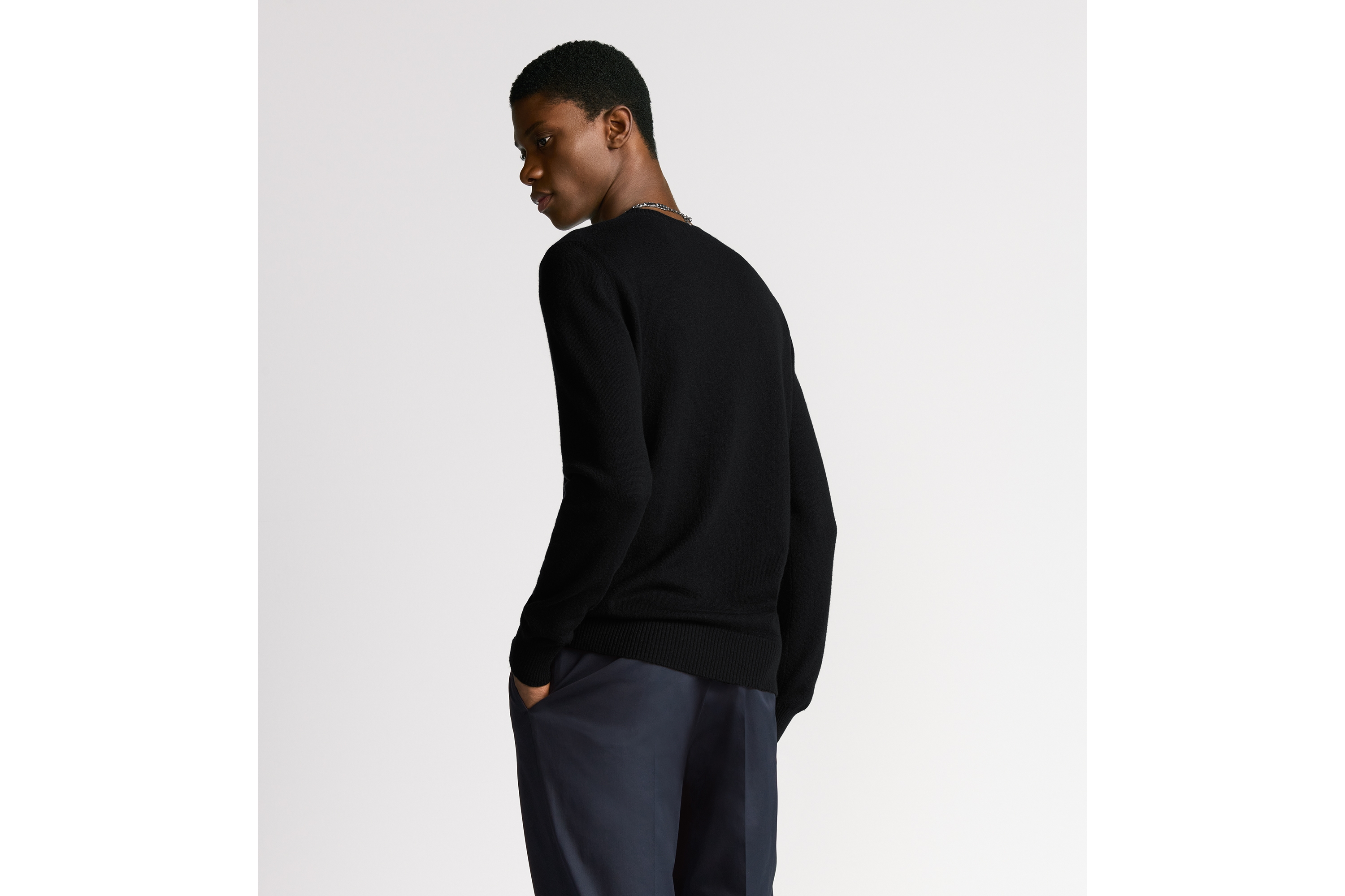 Look Sweater with 'CD Icon' Signature Black Cashmere Jersey E09