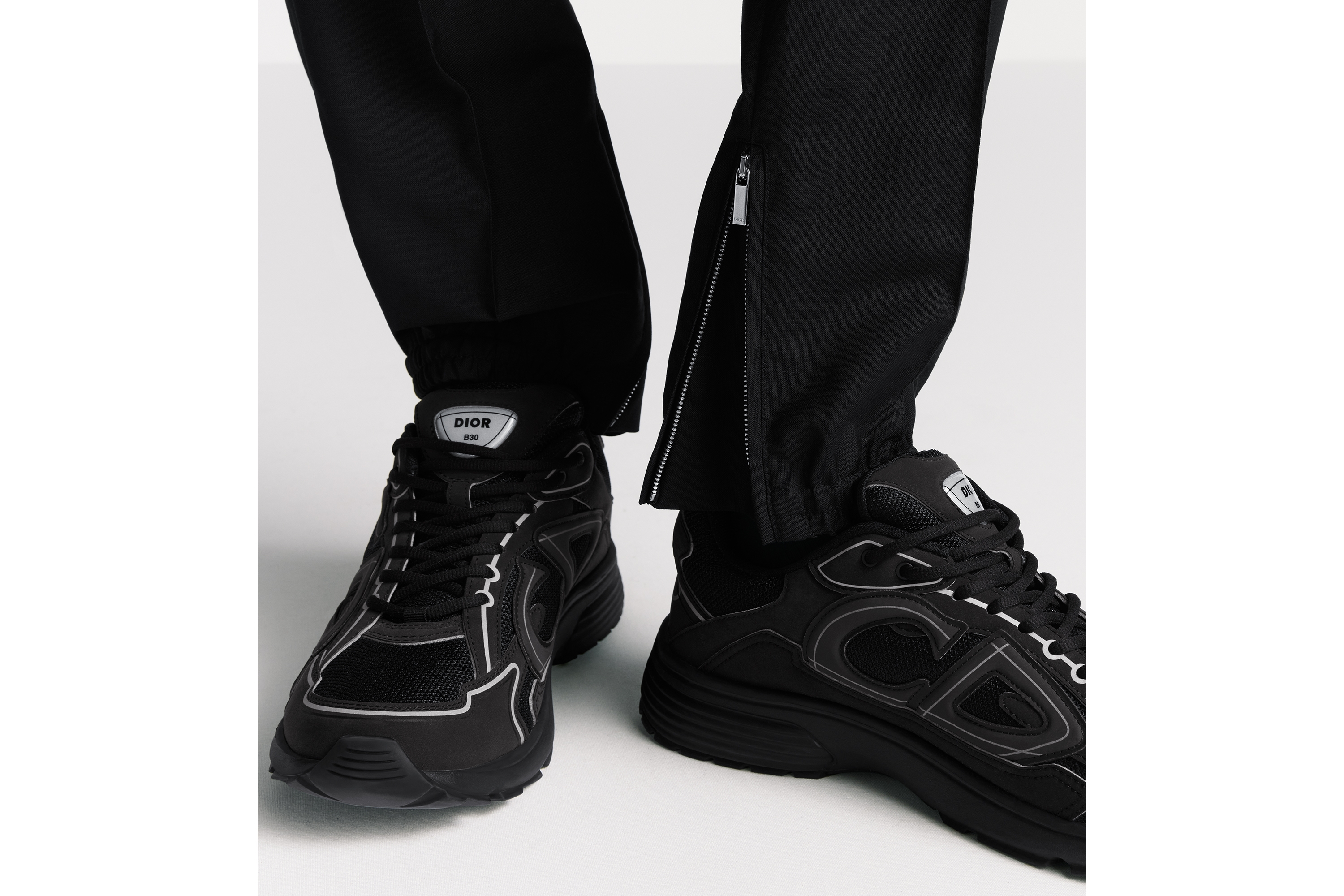 Look B30 Countdown Sneaker Black Technical Mesh and Black Technical Fabric E16