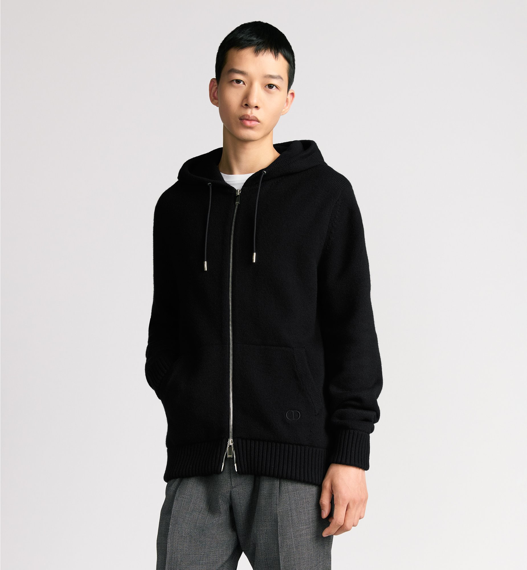 CD Icon Hooded Sweatshirt with Zip Black Cashmere Jersey | DIOR CD Icon Hooded Sweatshirt with Zip Black Cashmere Jersey | DIOR