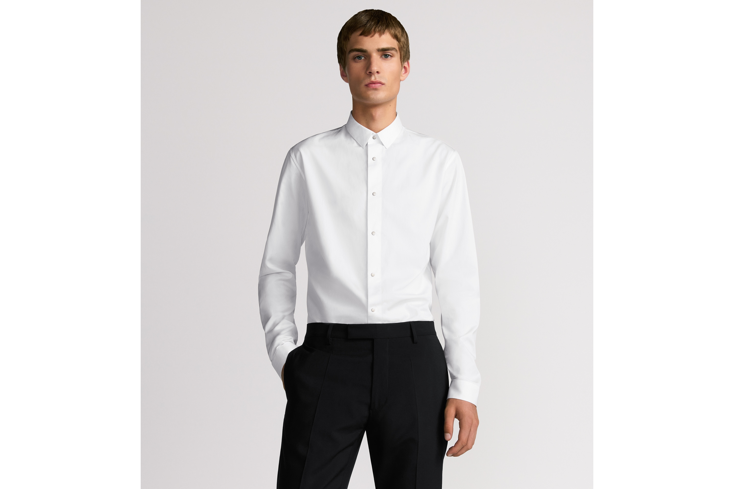 look_image_alt_prefix Hemd mit Druckknöpfen Baumwollpopelin in Weiß E07