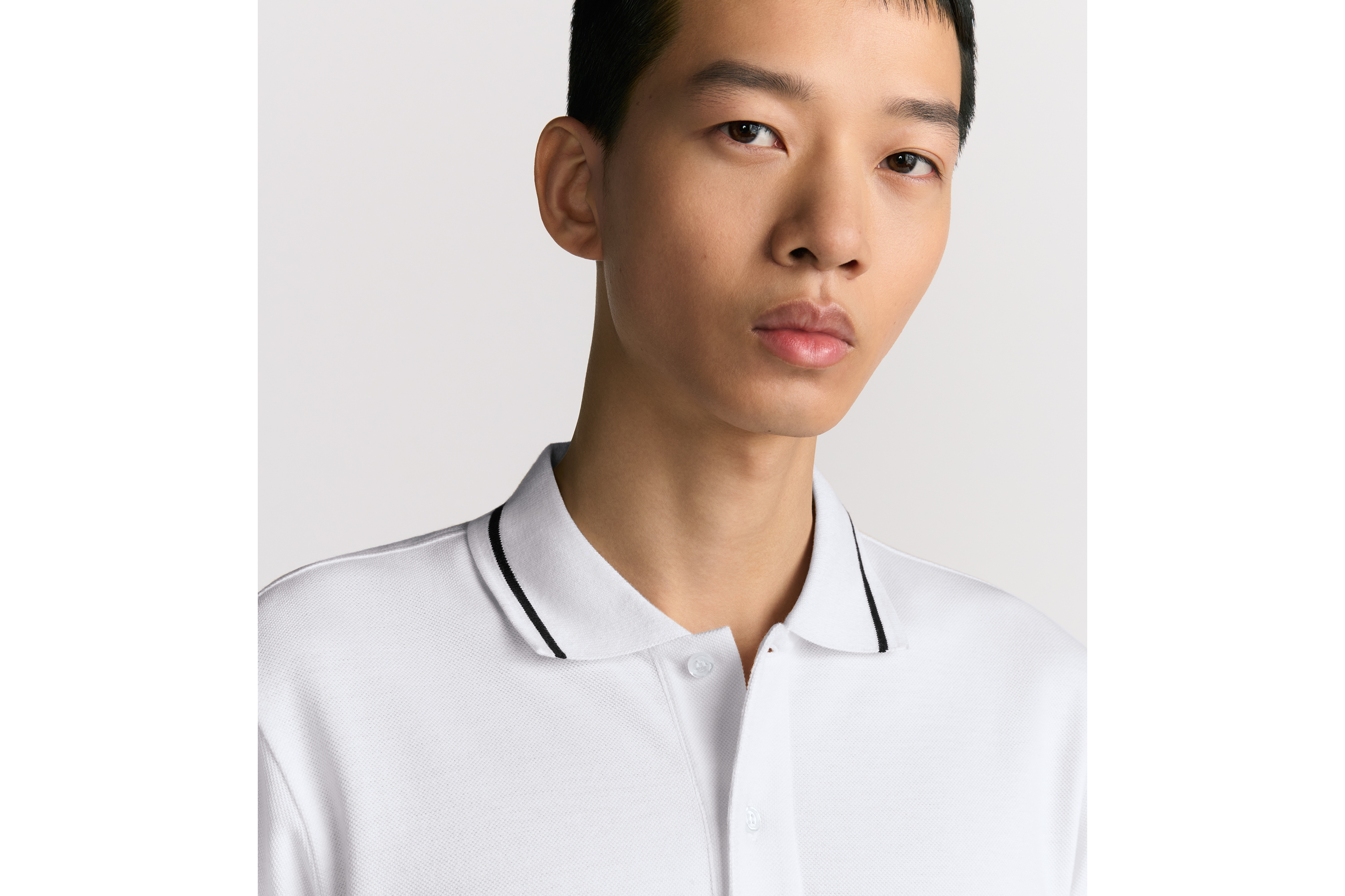 Look Polo Shirt with Bee Embroidery White Cotton Piqué E10