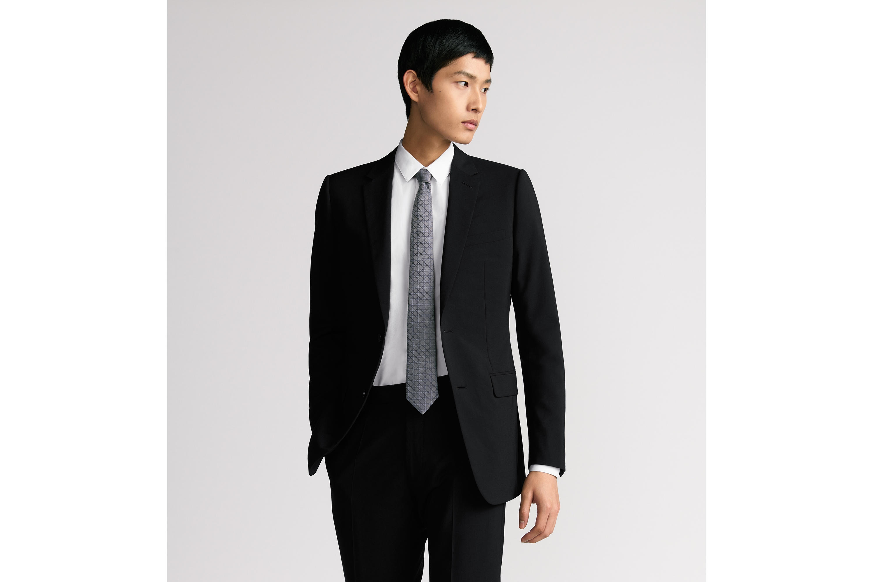 Look Cannage Tie Gray and Blue Silk E35