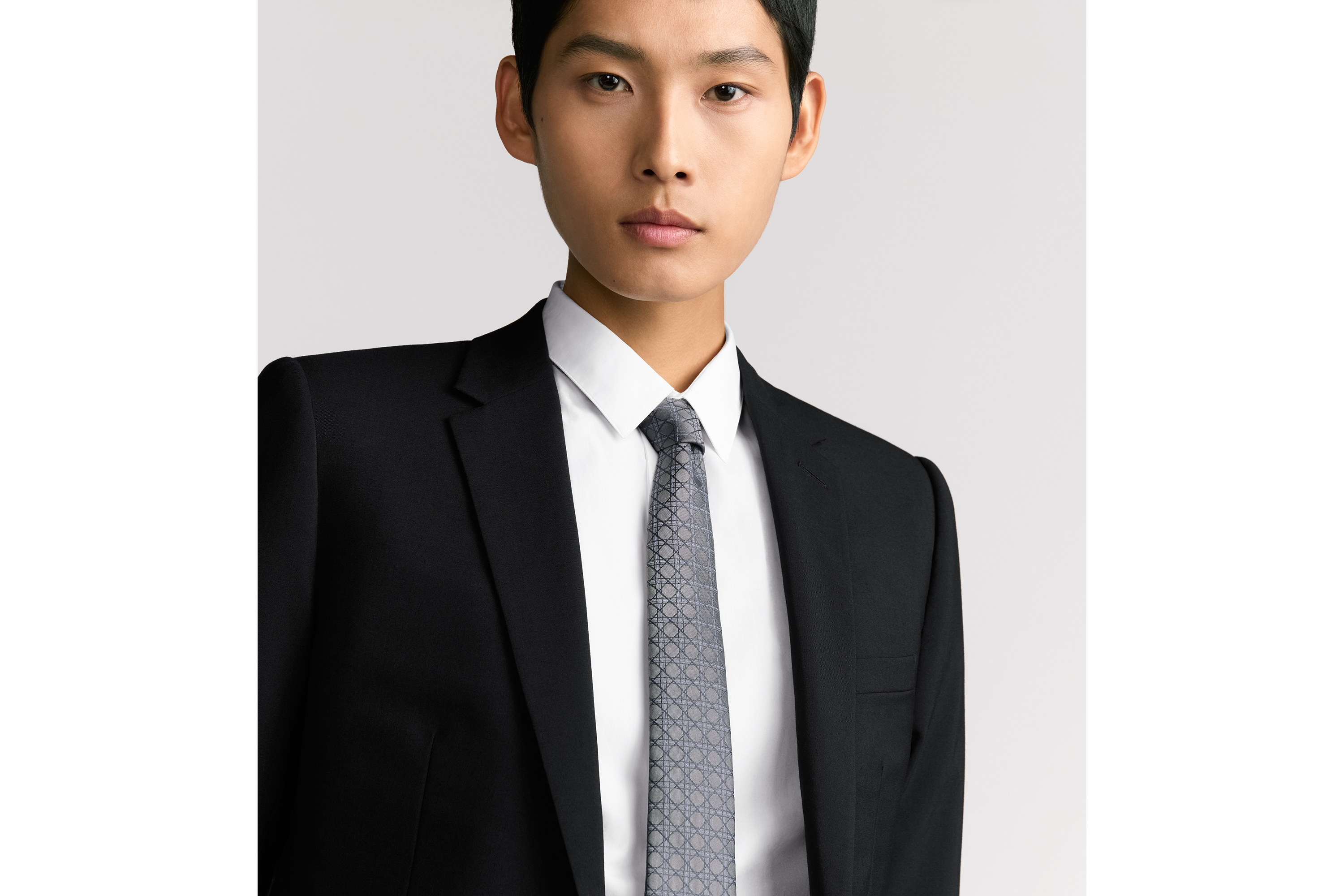 Look Cannage Tie Gray and Blue Silk E36