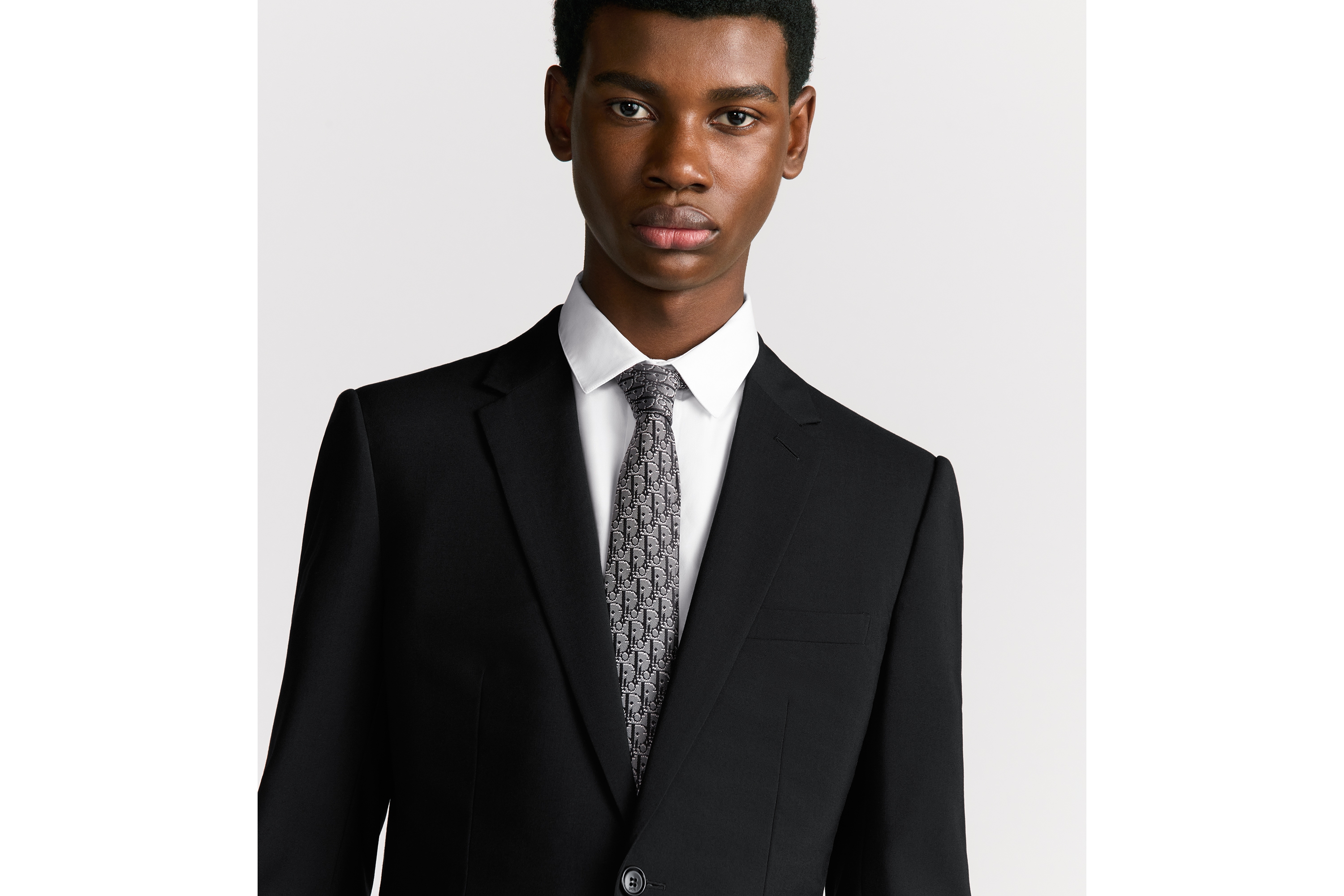 look_image_alt_prefix Corbata Dior Oblique Pixel Seda negra, gris y blanca E36