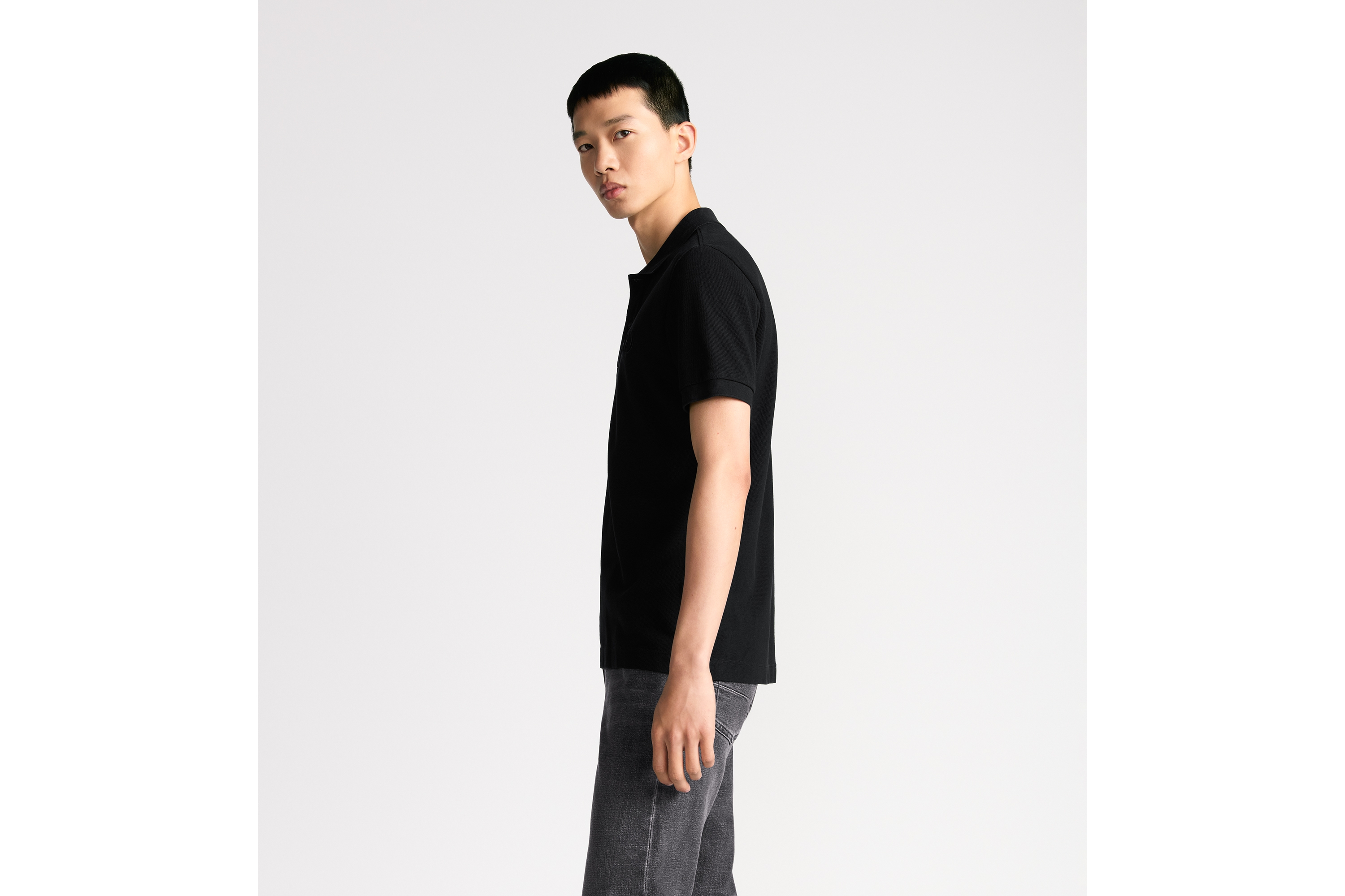 Look CD Icon Polo Shirt Black Cotton Piqué E09