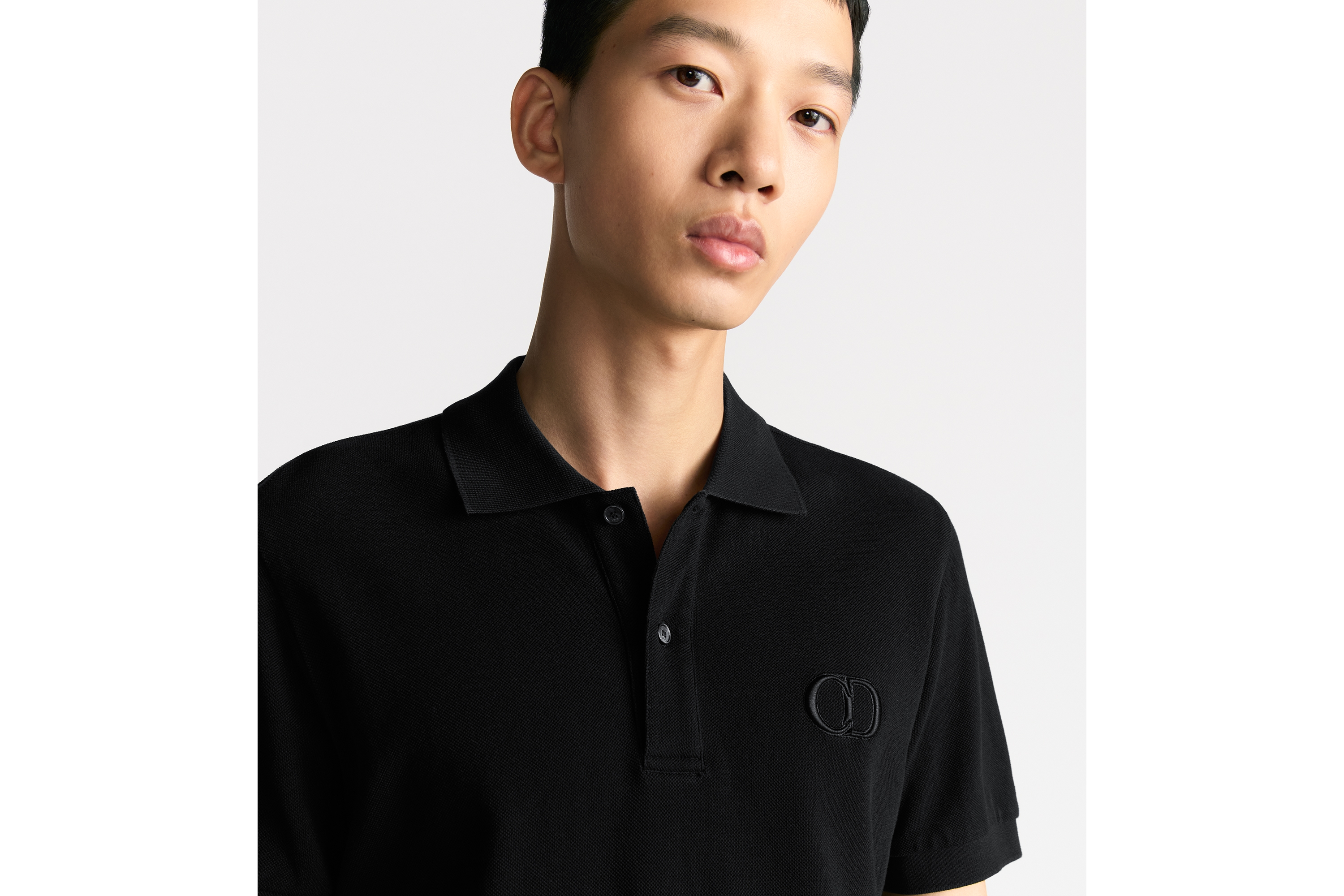 Look CD Icon Polo Shirt Black Cotton Piqué E10