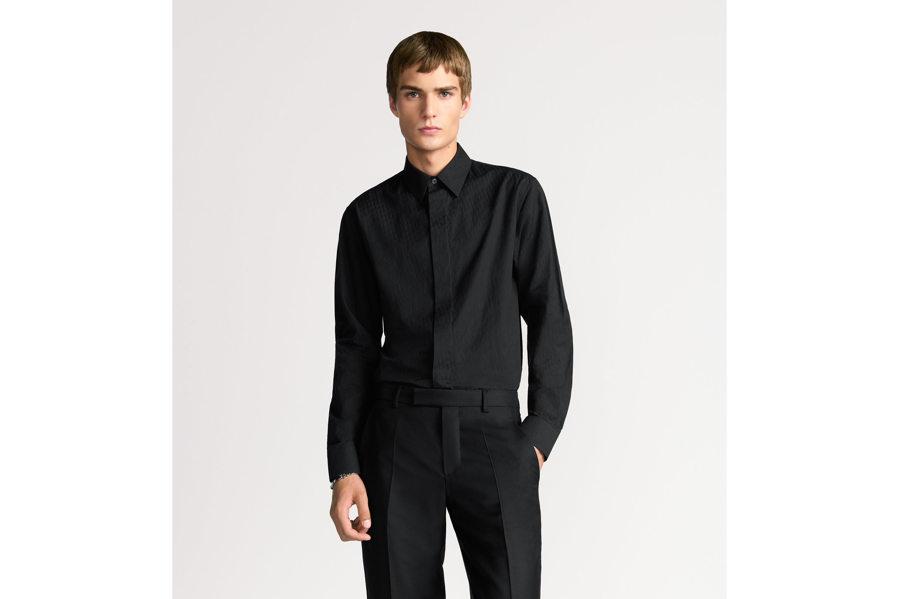 Look Dior Oblique Shirt Black Cotton Jacquard E07
