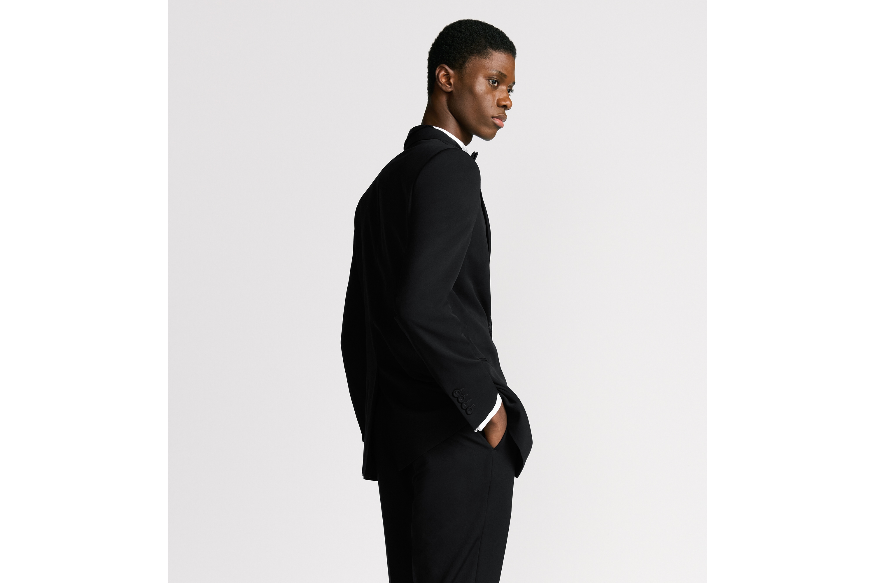 look_image_alt_prefix Colbert met asymmetrische sjaalkraag en Dior Oblique-motief Zwarte scheerwollen keperstof E03