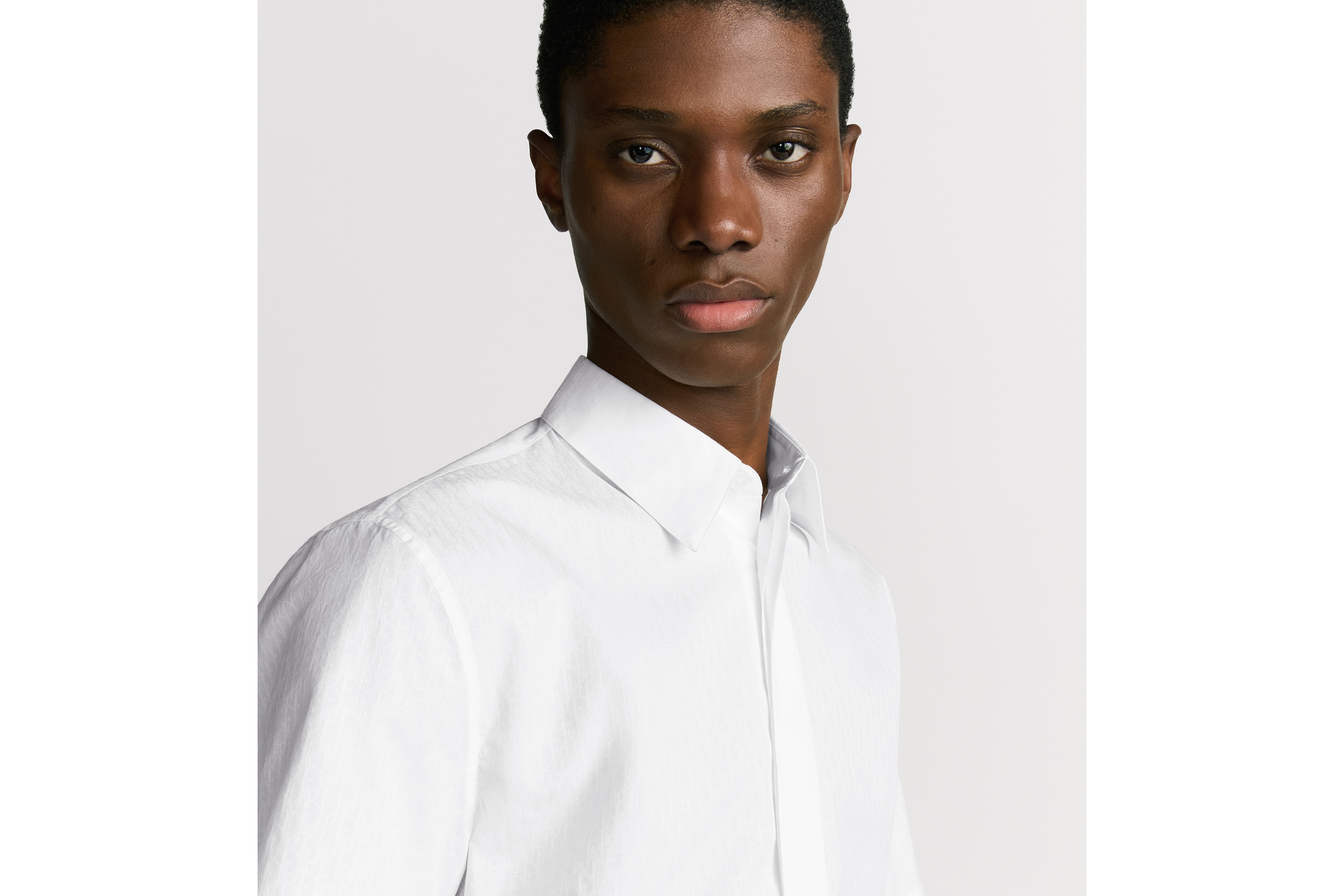 Look Dior Oblique Short-Sleeved Shirt White Cotton Jacquard E10