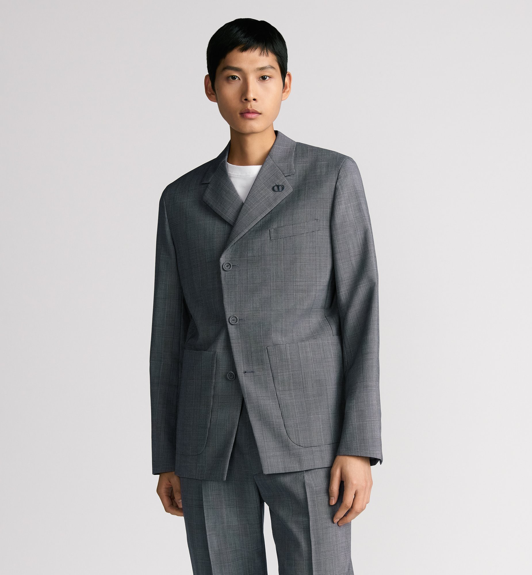 Prince of Wales Workwear Jacket Gray Wool | DIOR Prince of Wales Workwear Jacket Gray Wool | DIOR