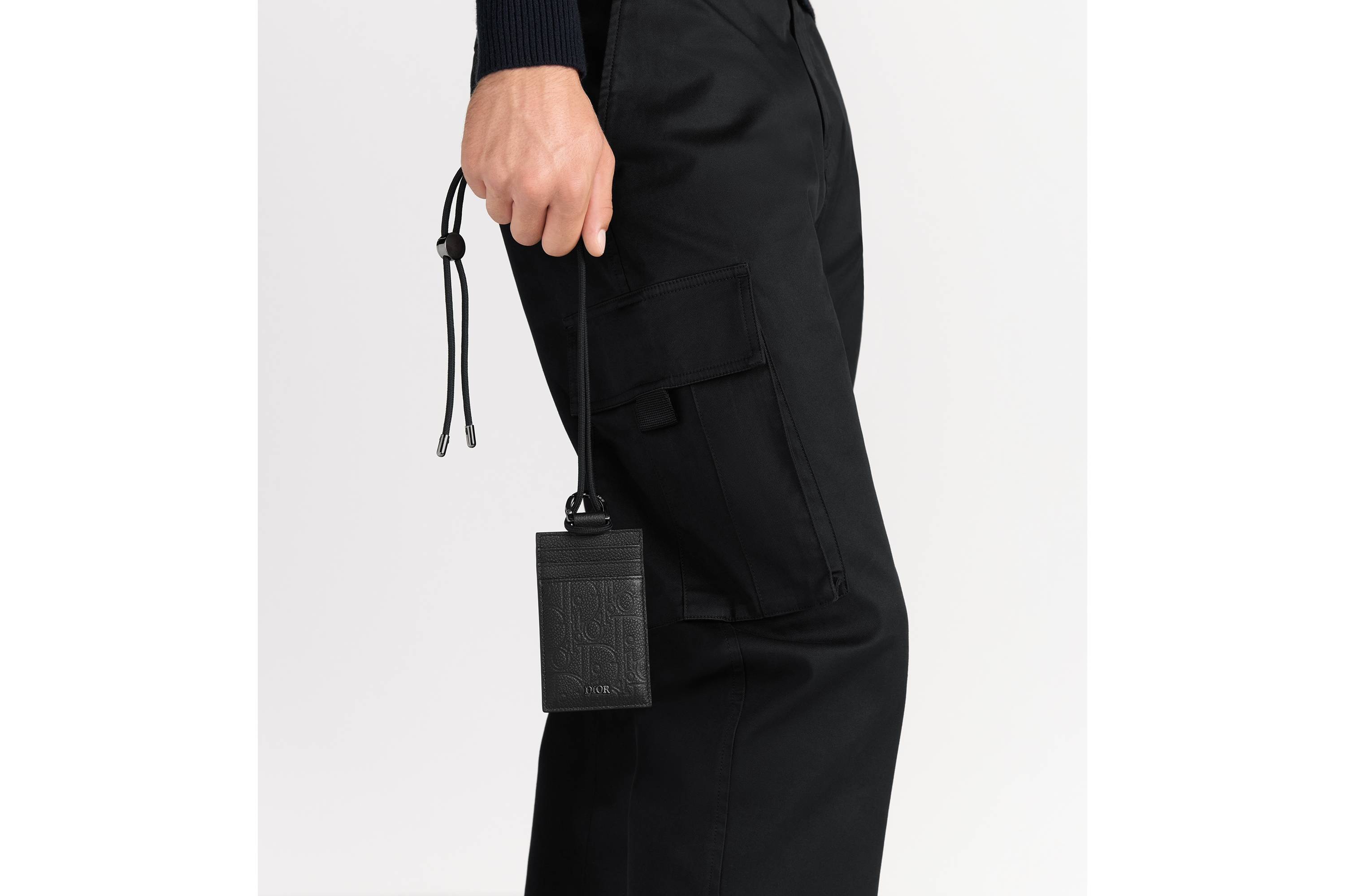 Look Vertical Card Holder Black Dior Gravity Leather E42