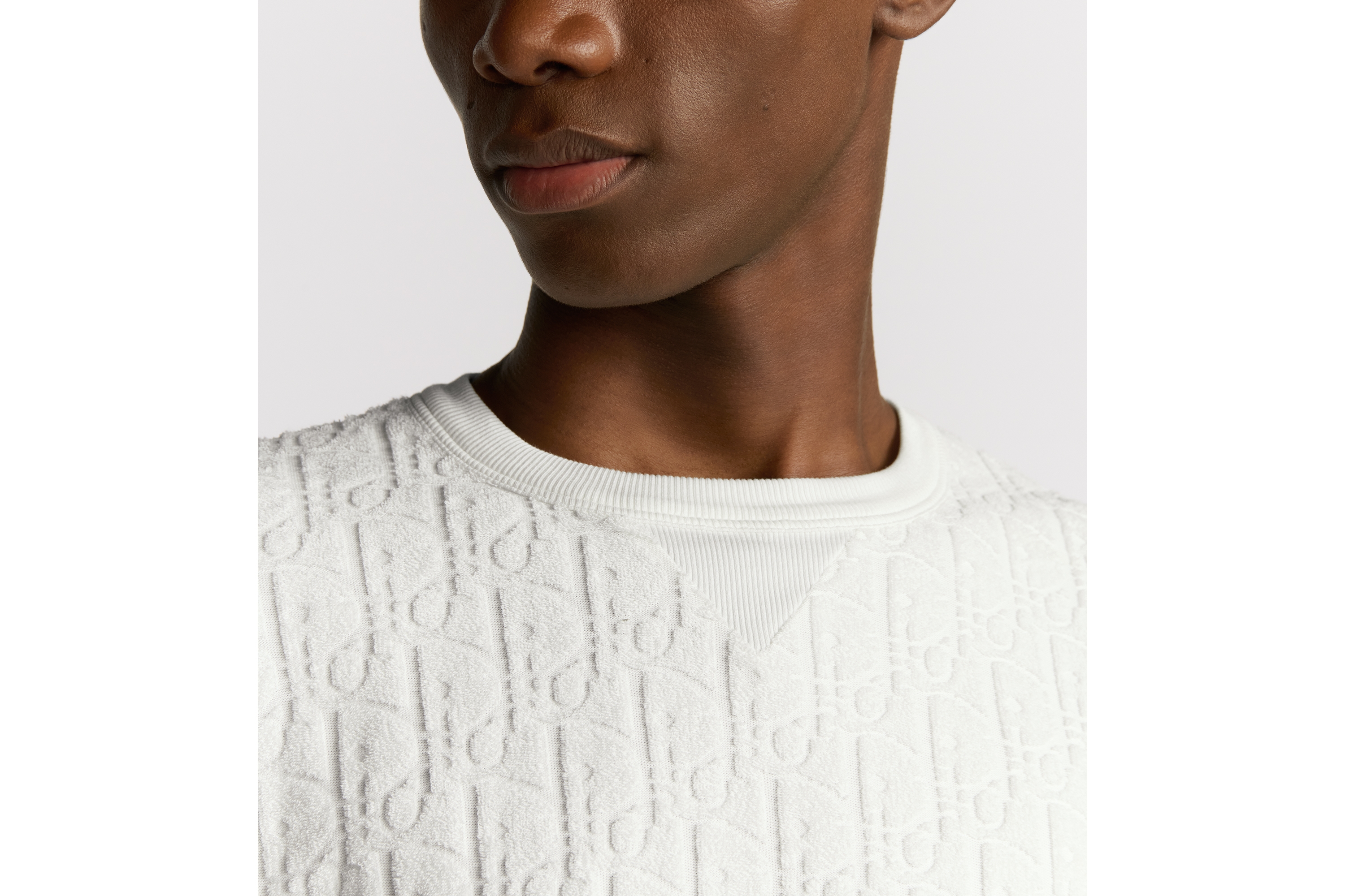 Look Dior Oblique Relaxed-Fit T-Shirt Off-White Terry Cotton Jacquard E10