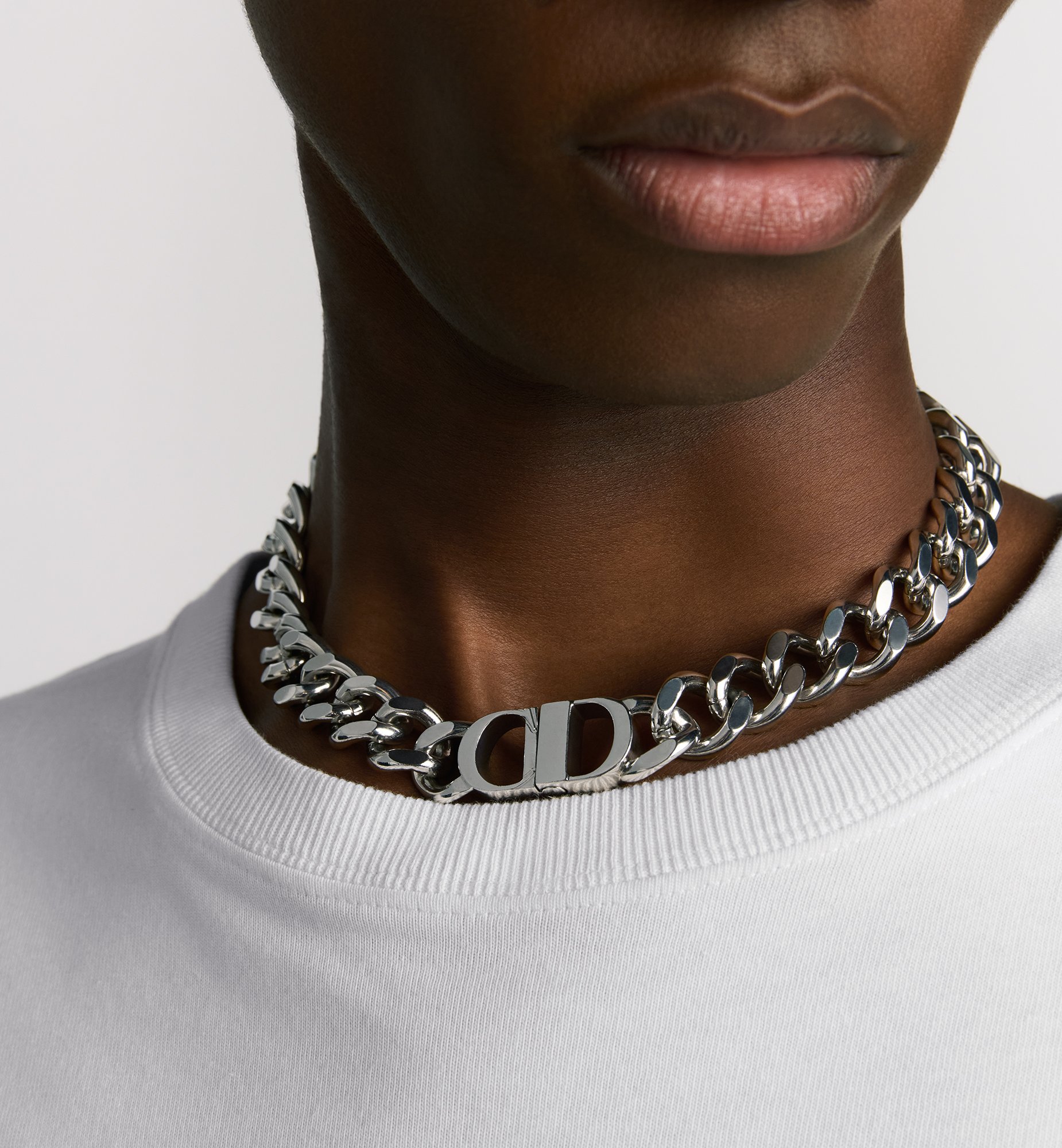CD Icon Chain Link Necklace Silver-Finish Brass | DIOR CD Icon Chain Link Necklace Silver-Finish Brass | DIOR