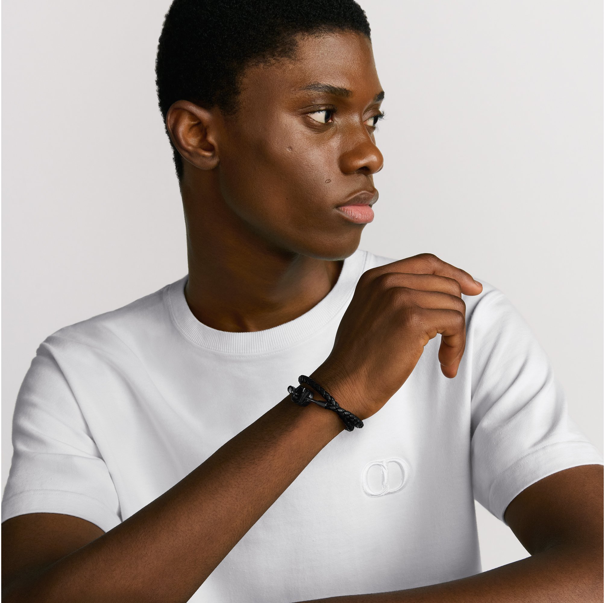 aria_look CD Icon Braided Leather Double Bracelet