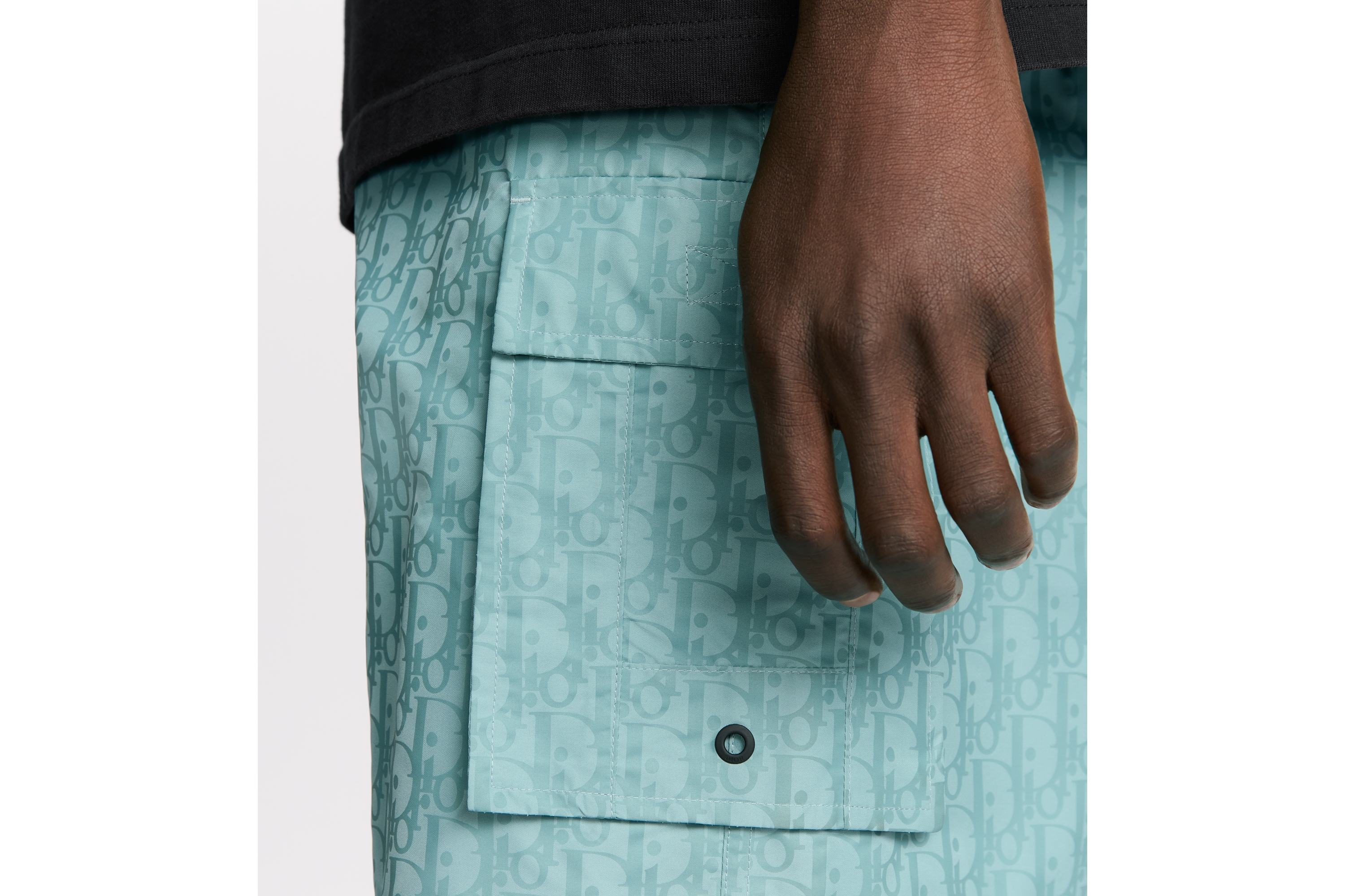 Look Dior Oblique Swim Shorts Sea Green Technical Fabric E16