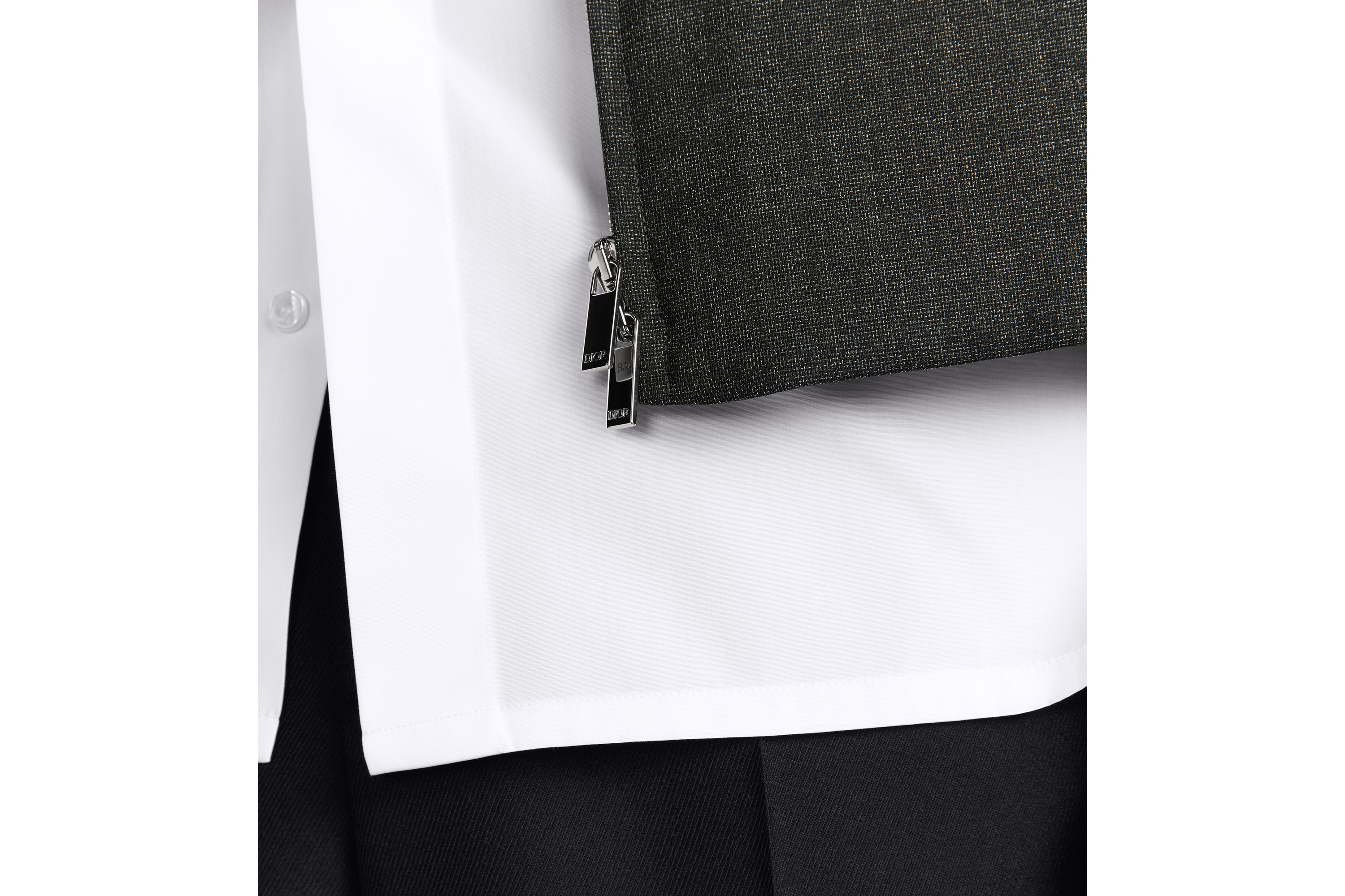 Look Zipped Jacket Gray Virgin Wool Basketweave E04