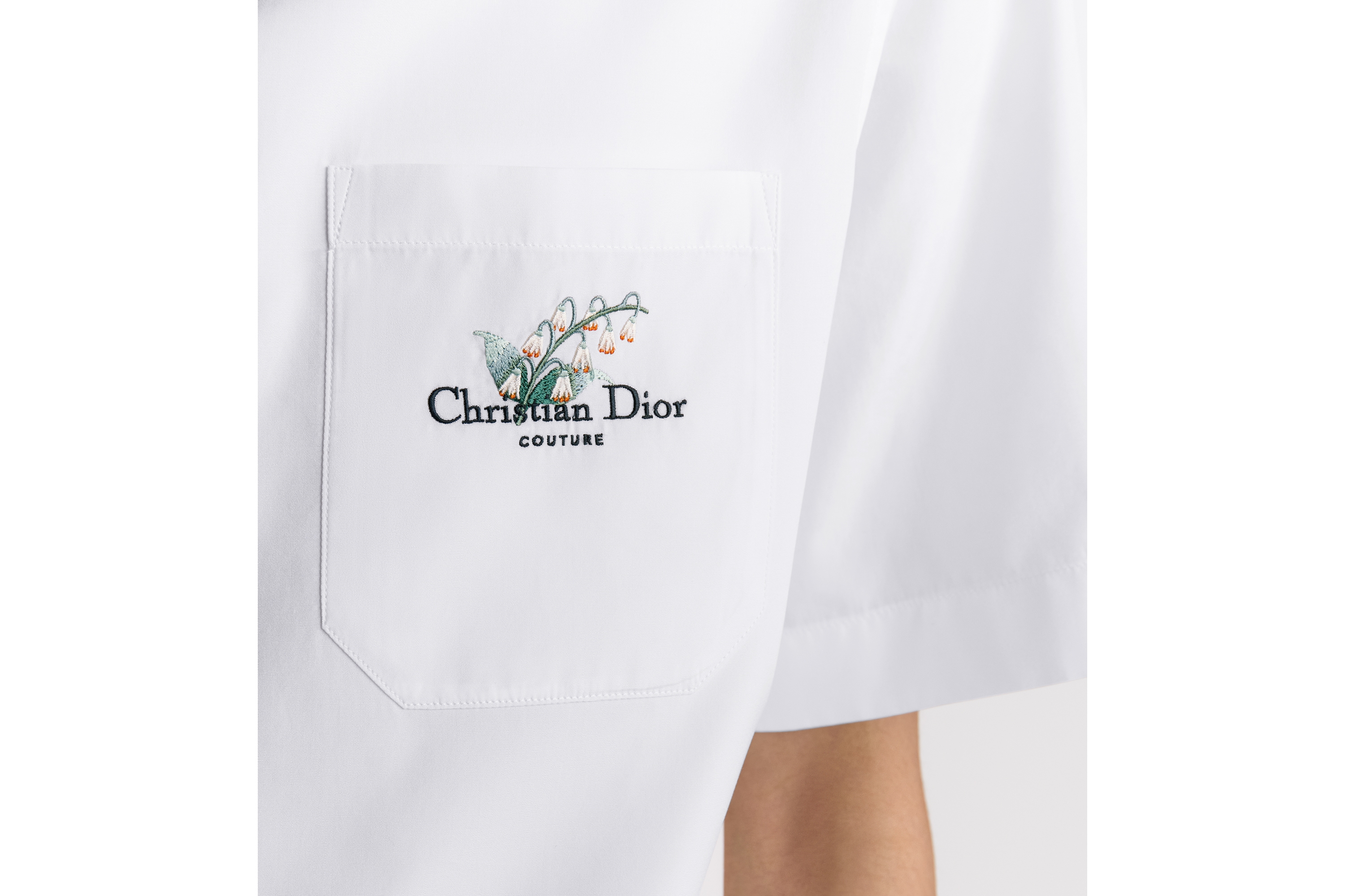 Short-Sleeved Shirt with Christian Dior Couture Lily of the Valley Embroidery