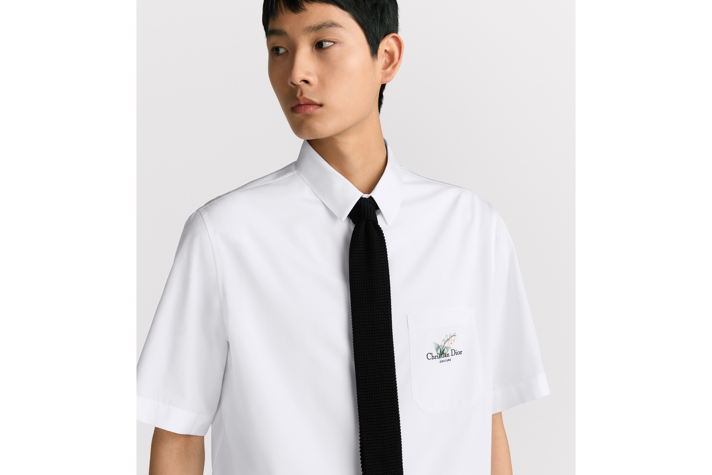 Short-Sleeved Shirt with Christian Dior Couture Lily of the Valley Embroidery