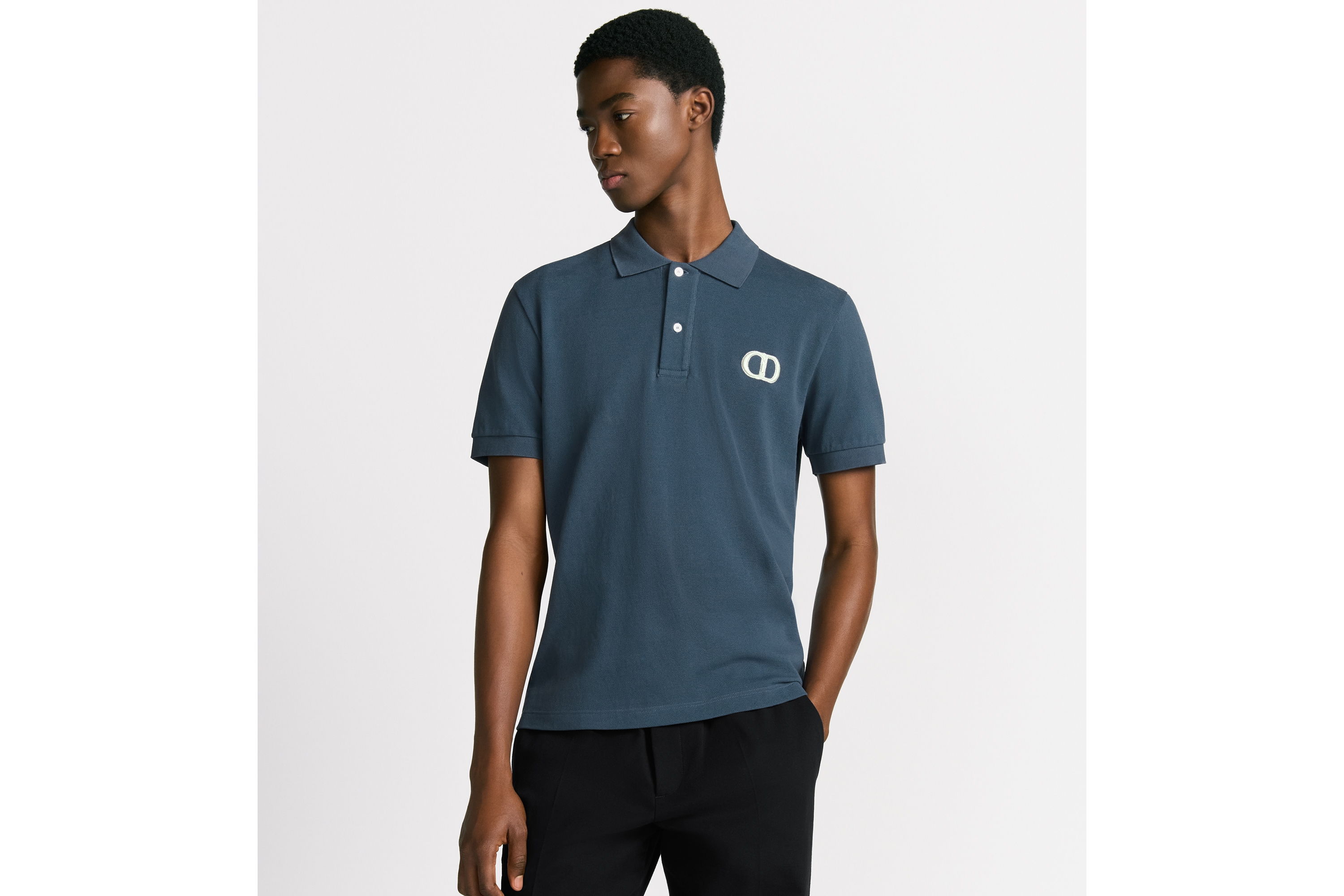 Look CD Icon Polo Shirt Blue Cotton Piqué E07
