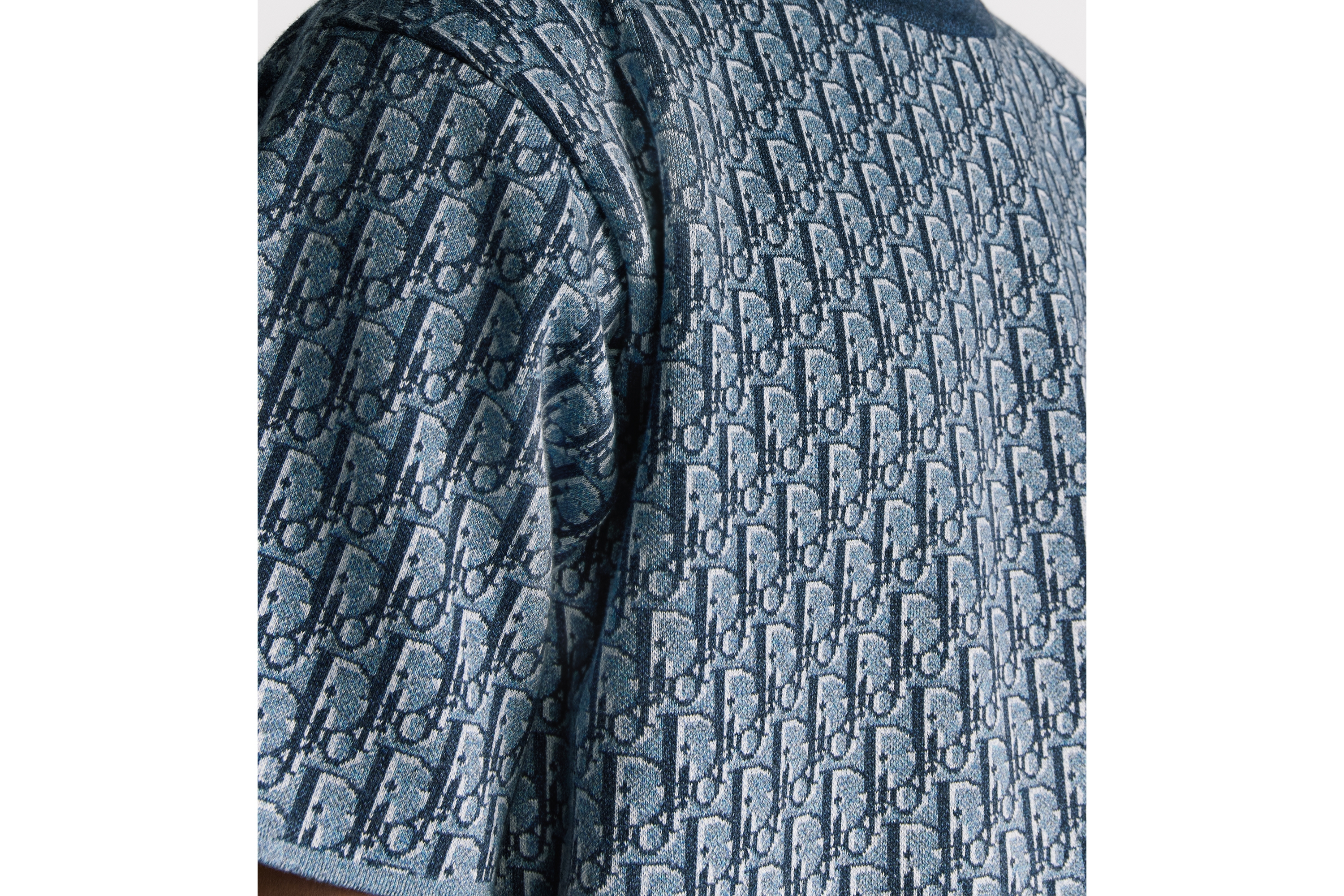 Look Dior Oblique T-Shirt, Relaxed Fit Blue Cotton Jacquard E10