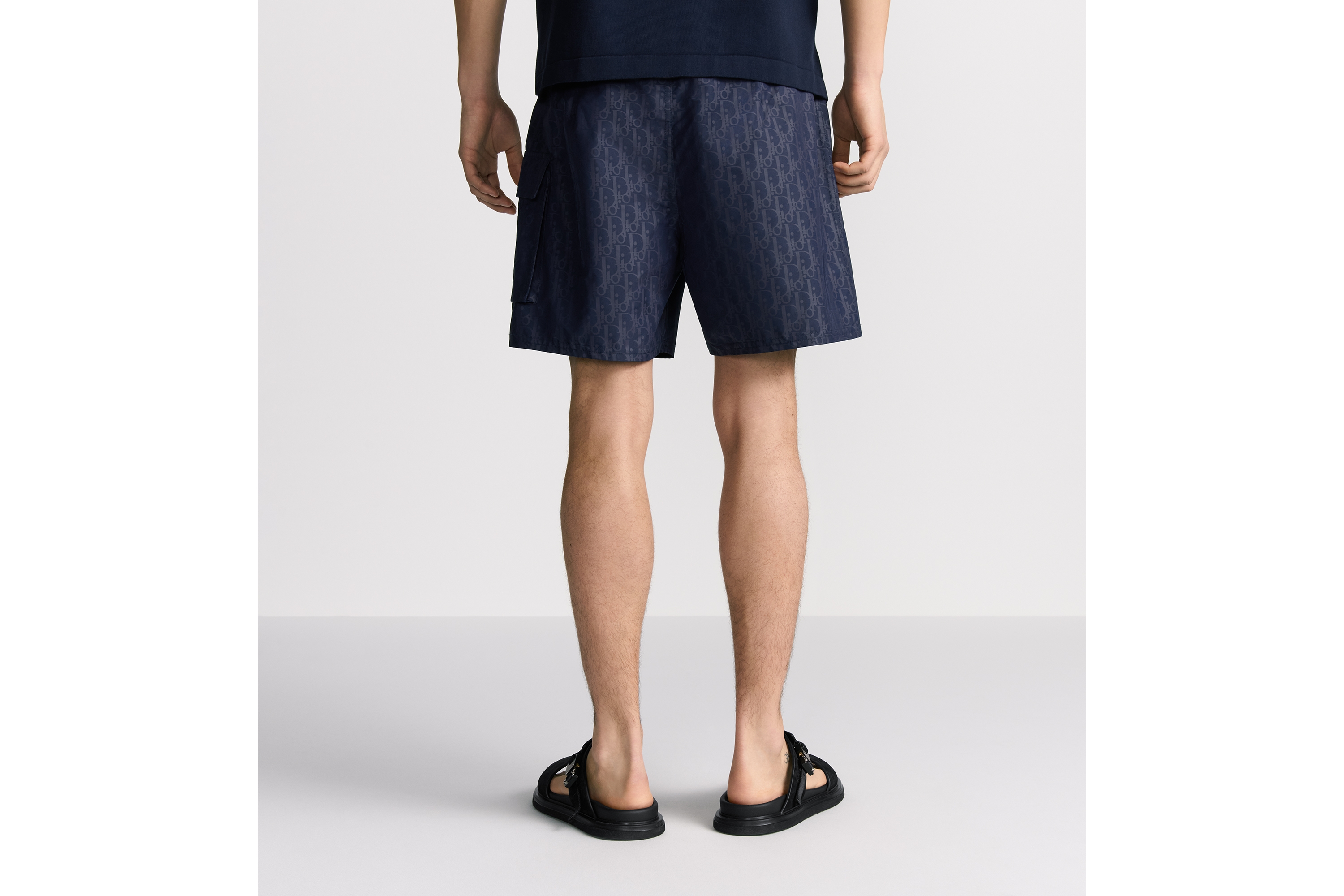 Look Dior Oblique Swim Shorts Navy Blue Technical Fabric E15