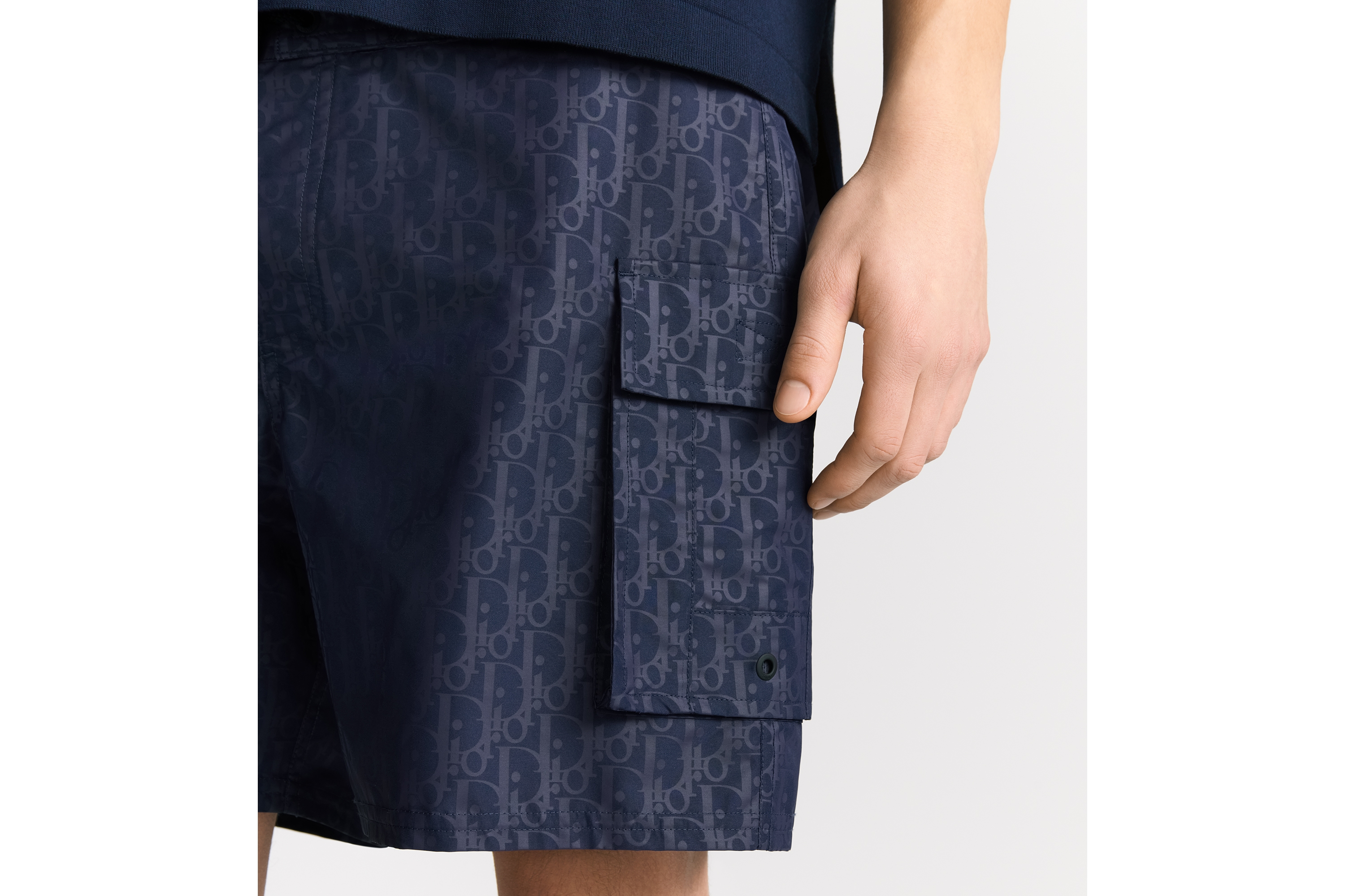 Look Dior Oblique Swim Shorts Navy Blue Technical Fabric E16