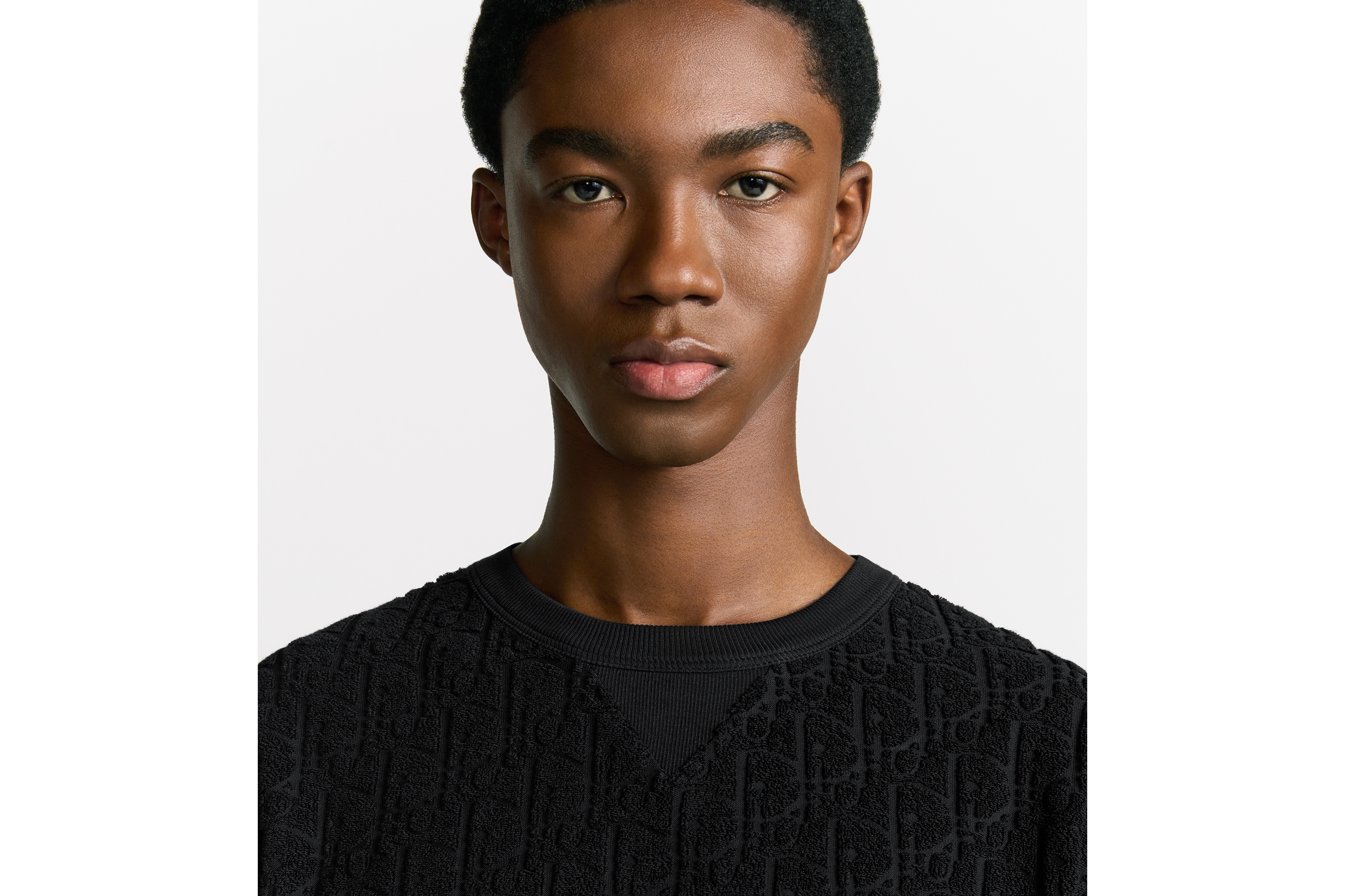 Look Dior Oblique Relaxed-Fit T-Shirt Black Terry Cotton Jacquard E10