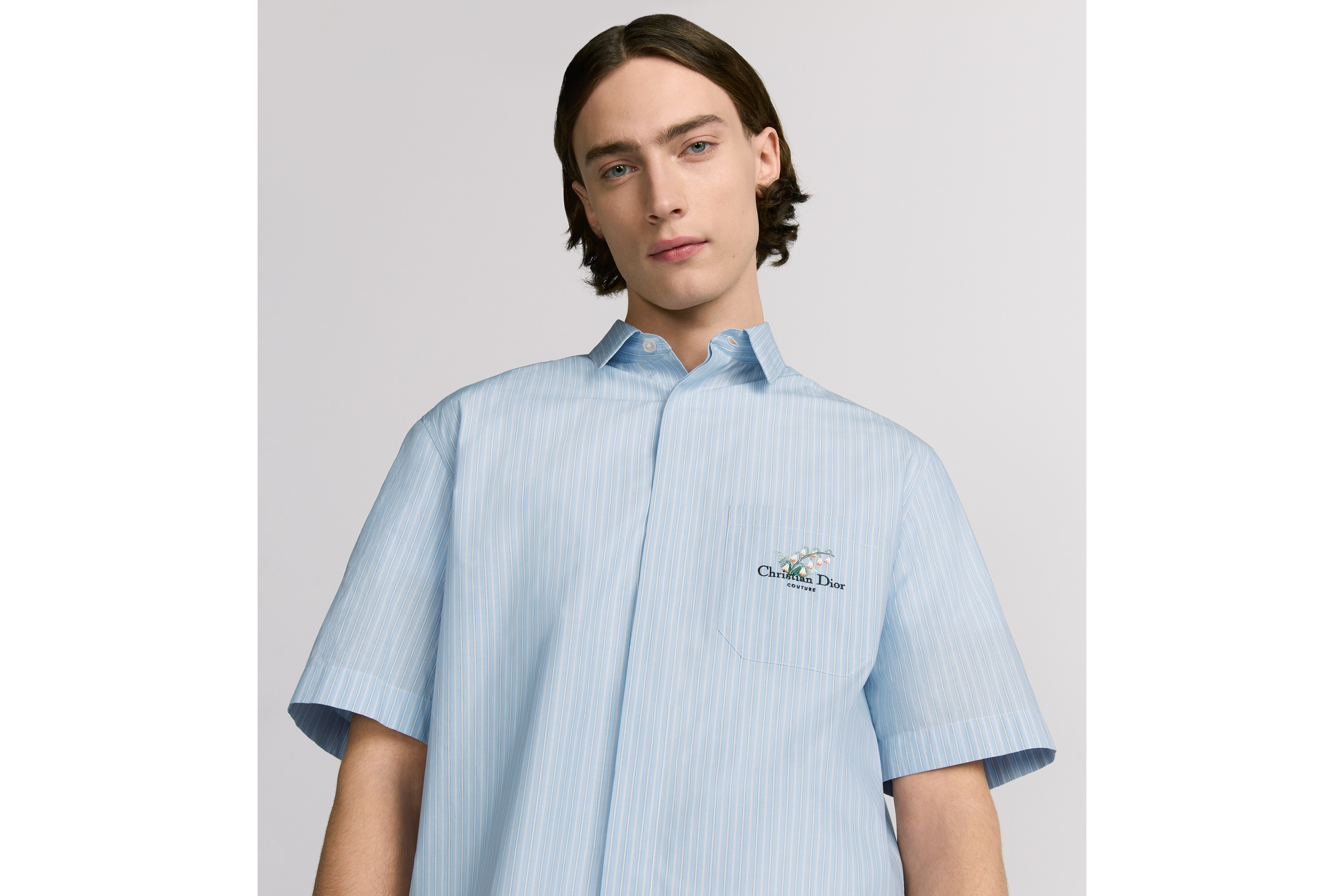 Christian Dior Couture Lily of the Valley ショートスリーブ シャツ コットンポプリン E07