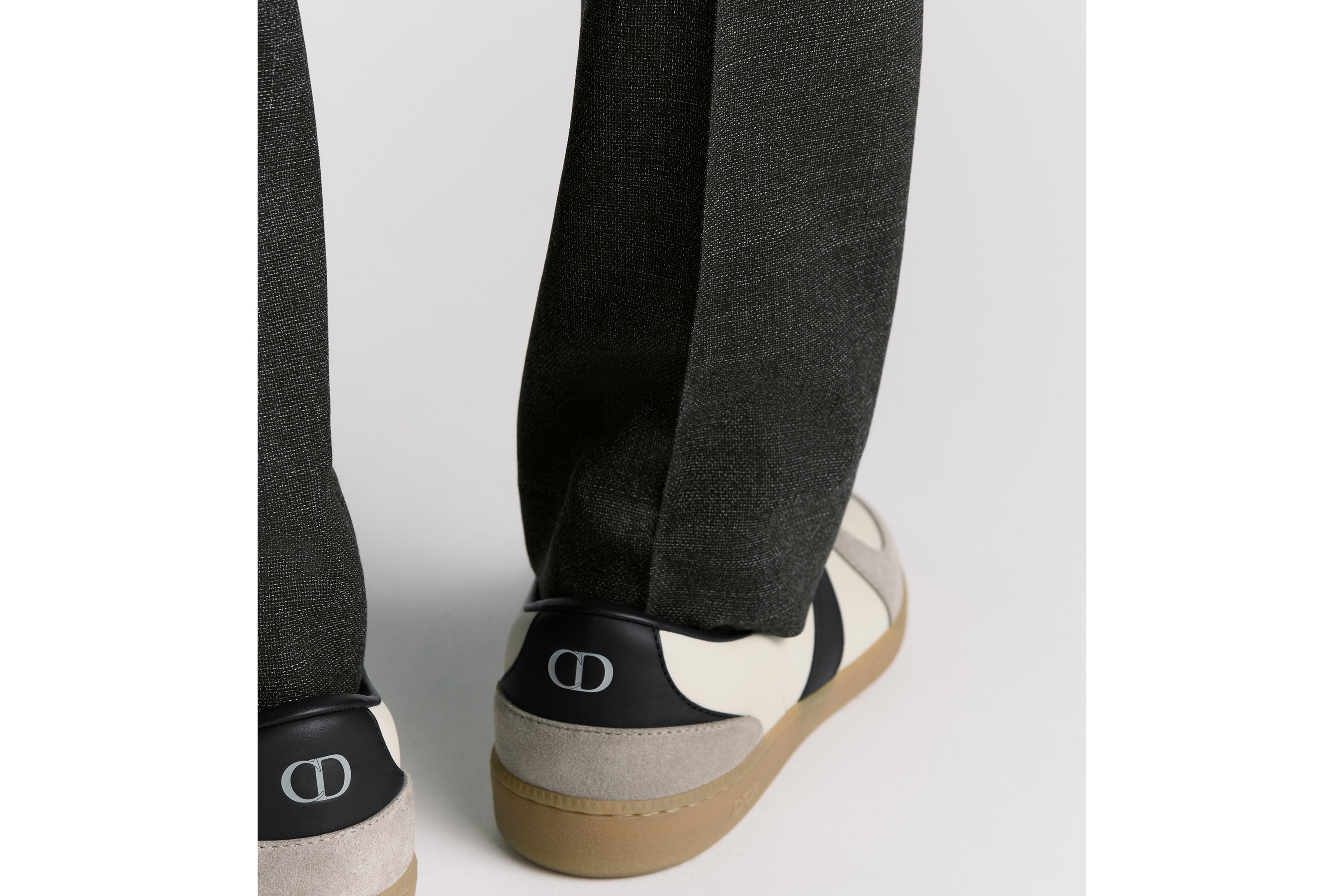 Look Tailored Track Pants with Christian Dior Couture Tag Gray Virgin Wool Basketweave E16