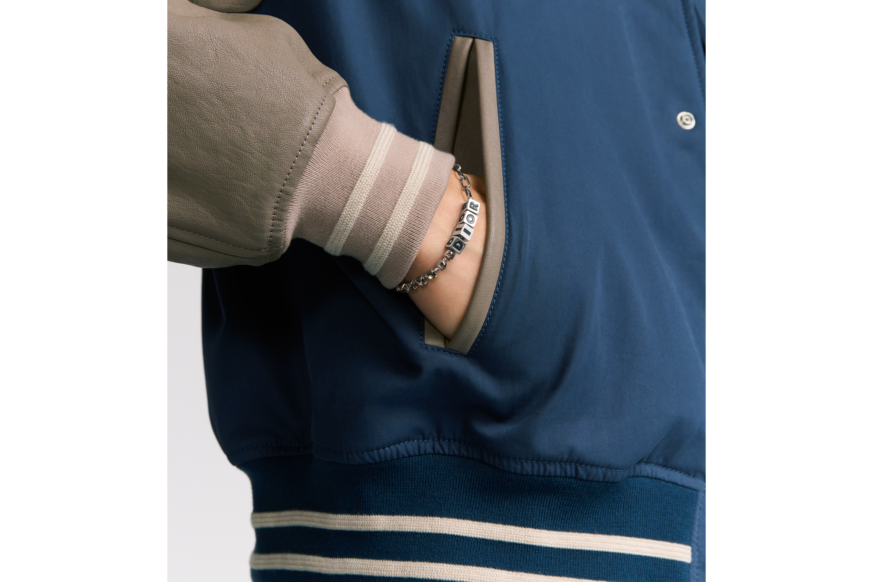 Look Dior Cube Bracelet Silver-Finish Brass, Gray Crystals and Black Lacquer E39