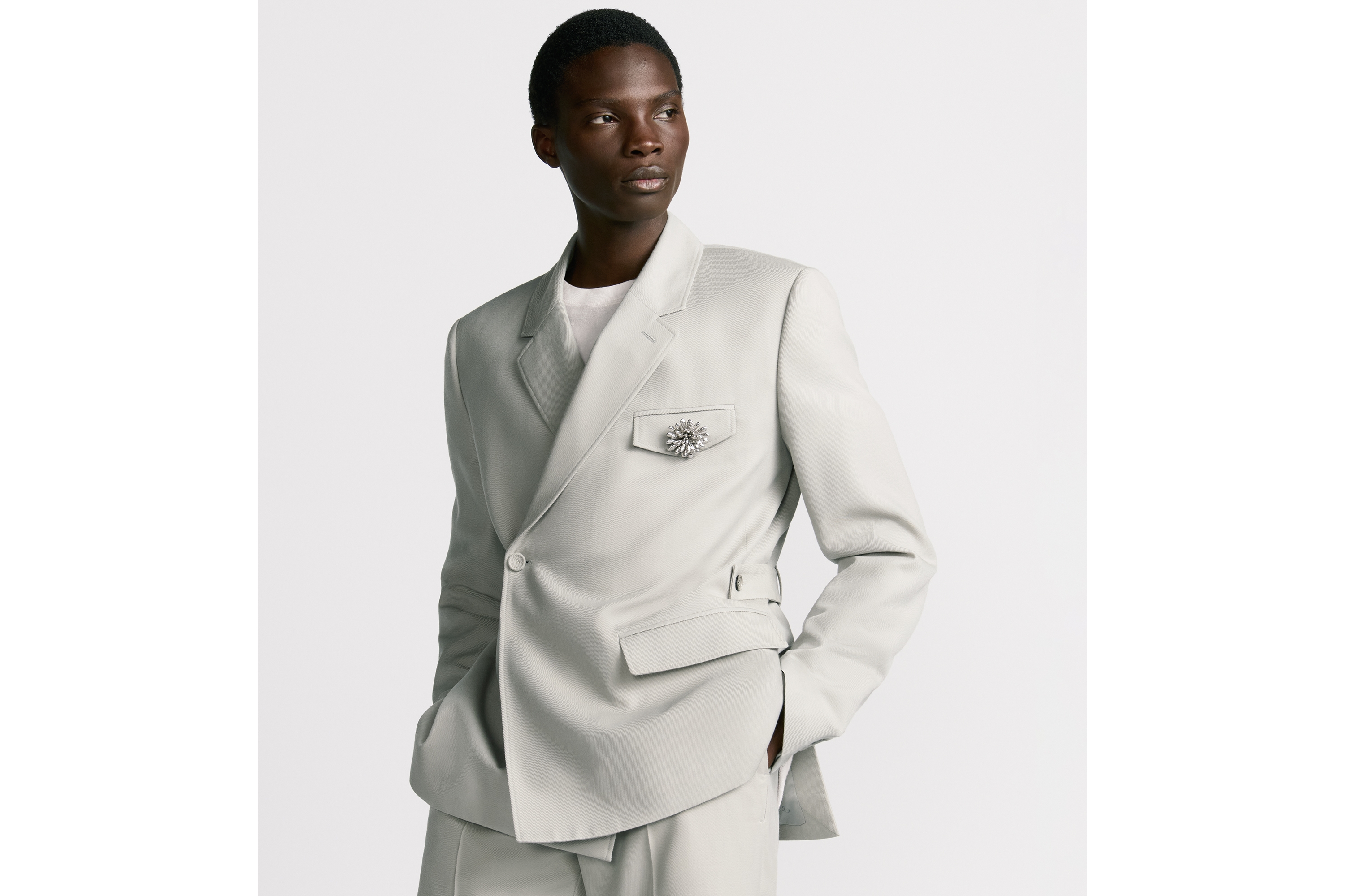 ベルト付き ジャケット ウールツイル E01