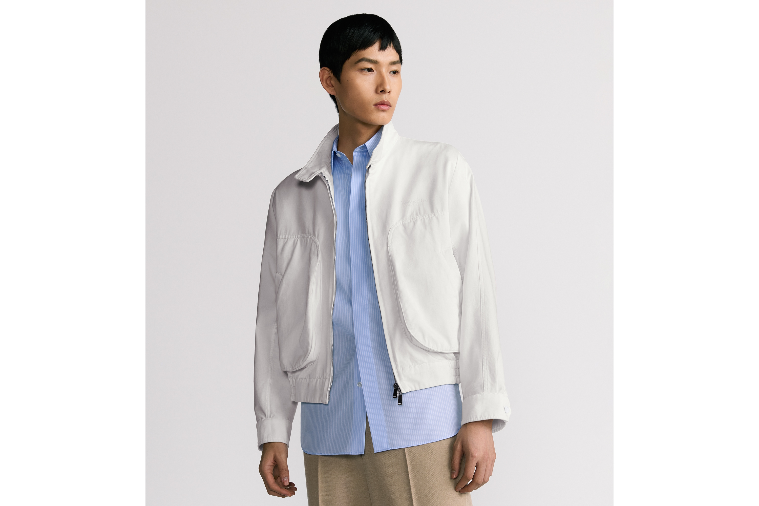 Look Christian Dior Couture Blouson Jacket White Cotton Gabardine E01