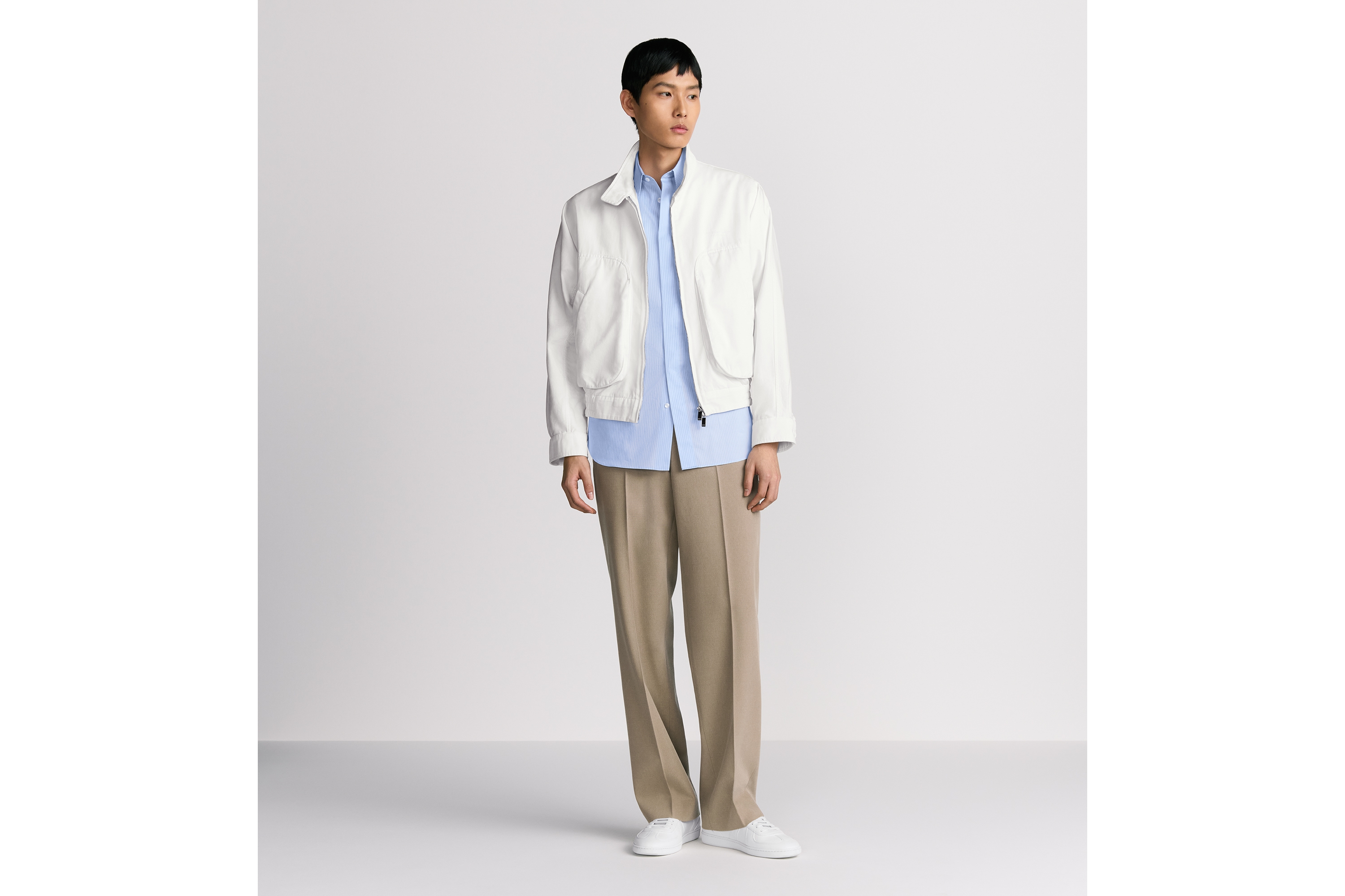 Christian Dior Couture Blouson Jacket White Cotton Gabardine