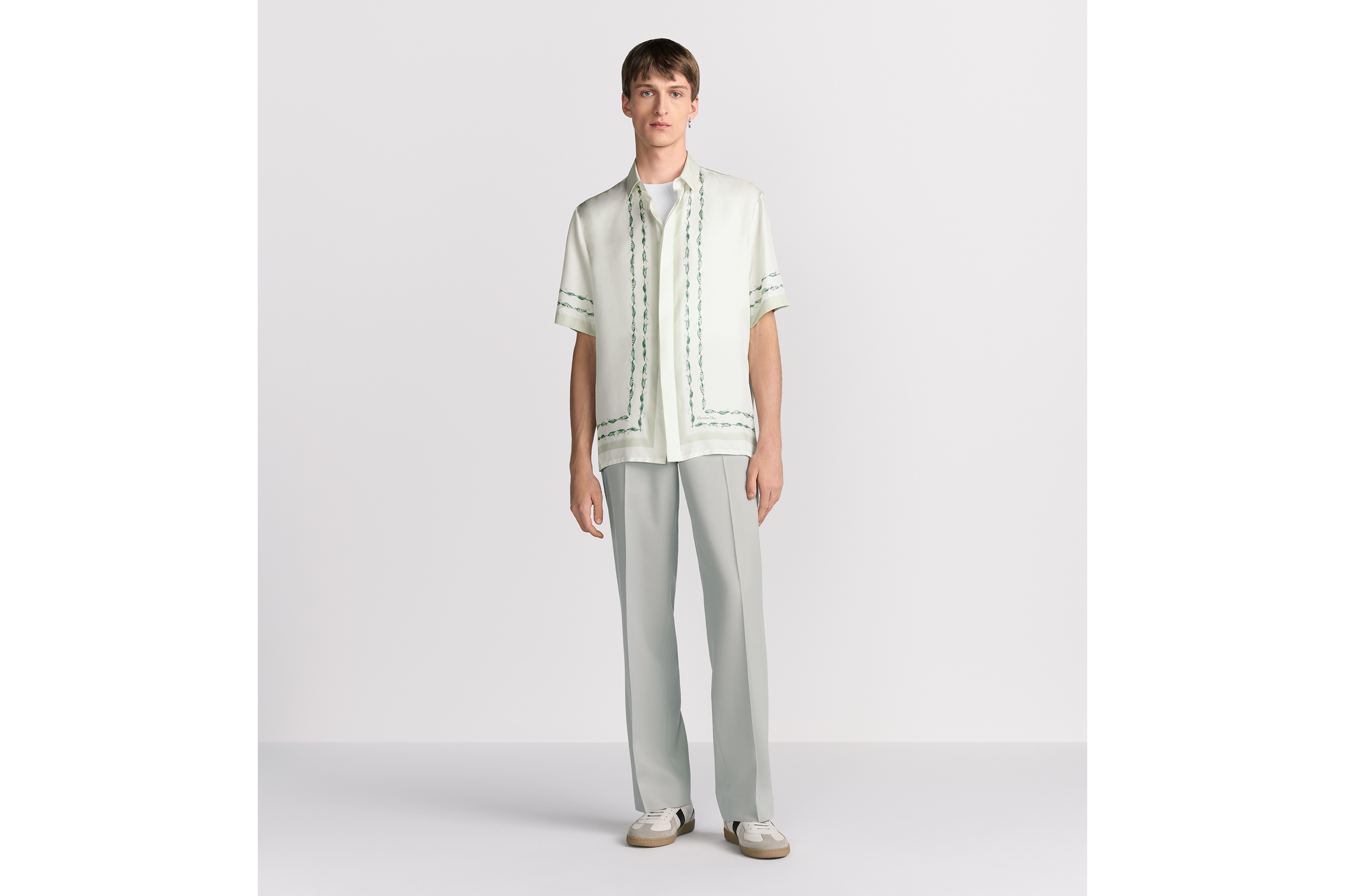 Christian Dior Couture Lily of the Valley ショートスリーブ シャツ シルクツイル E08