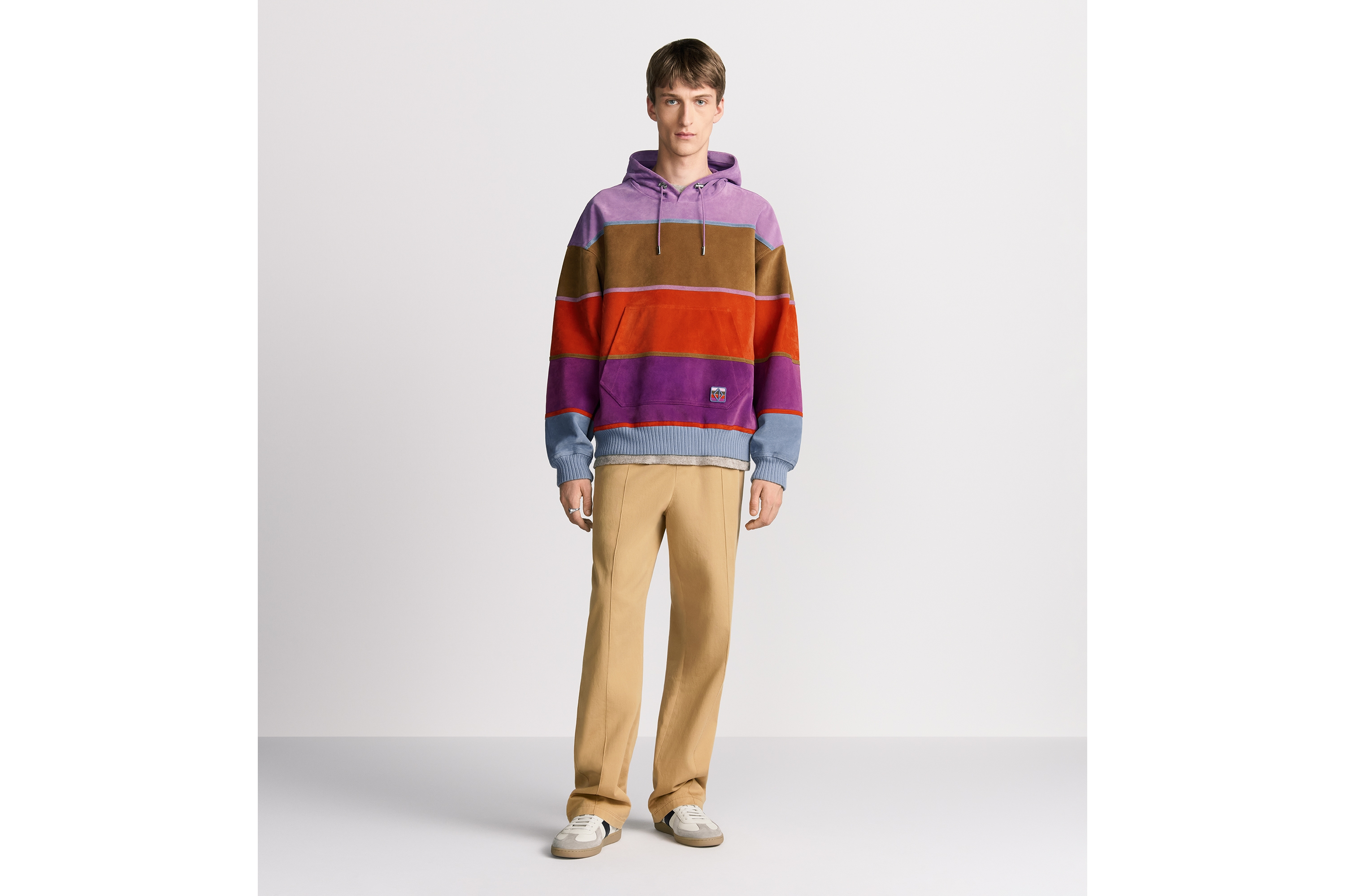 Look CD Diamond Hooded Blouson Jacket Multicolor Suede Calfskin E02