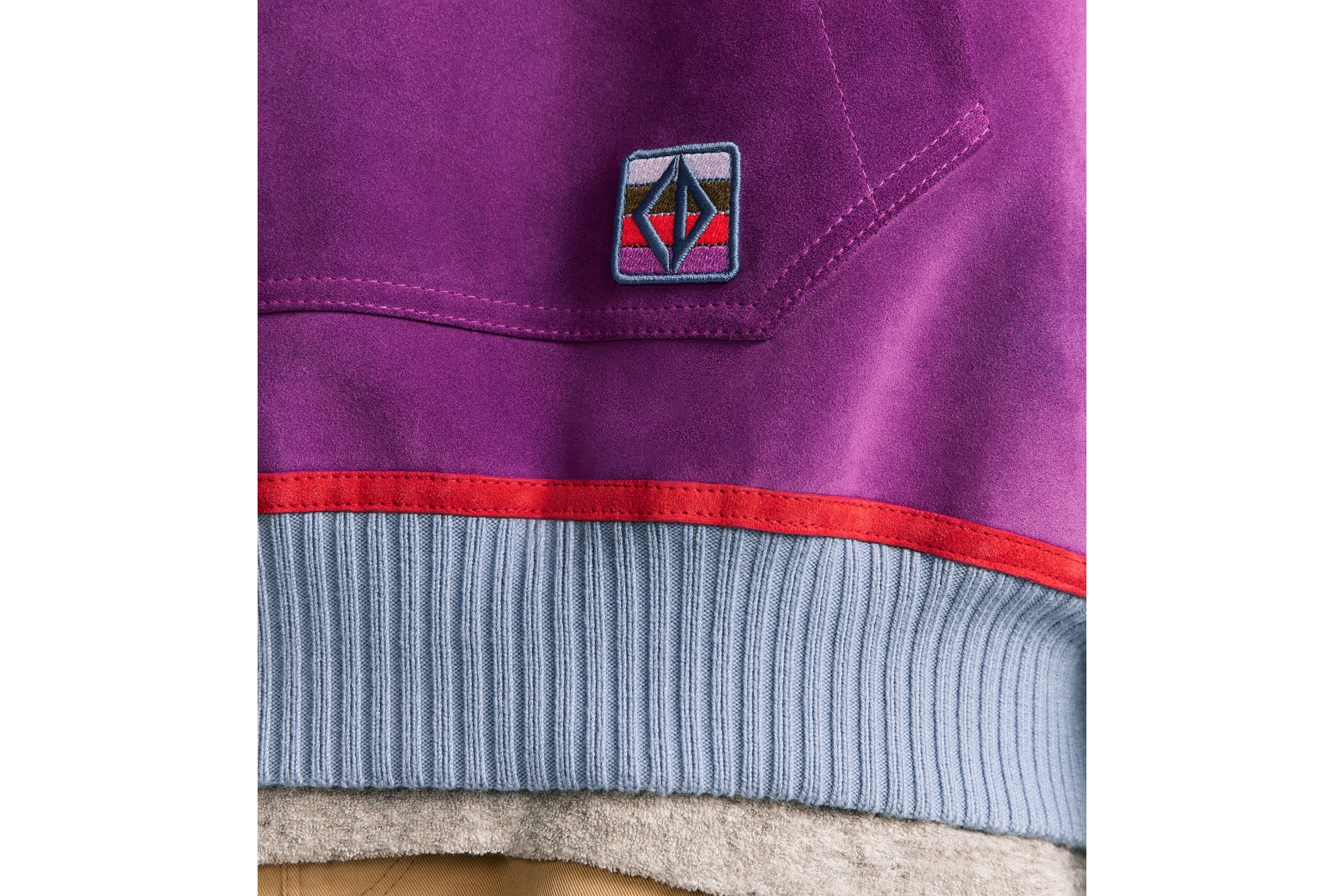 Look CD Diamond Hooded Blouson Jacket Multicolor Suede Calfskin E04