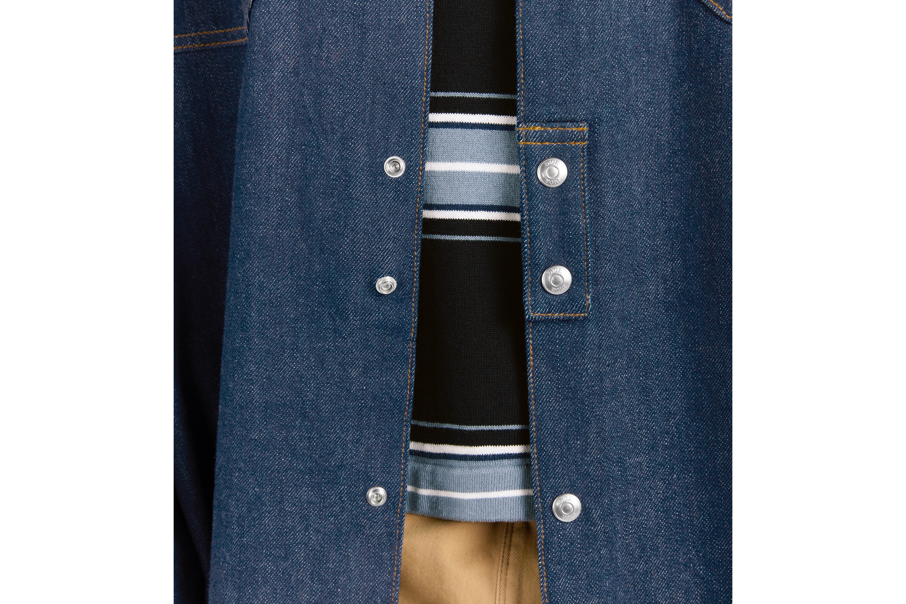 Look Christian Dior Couture Shirt Navy Blue Lightweight Cotton Twill E04