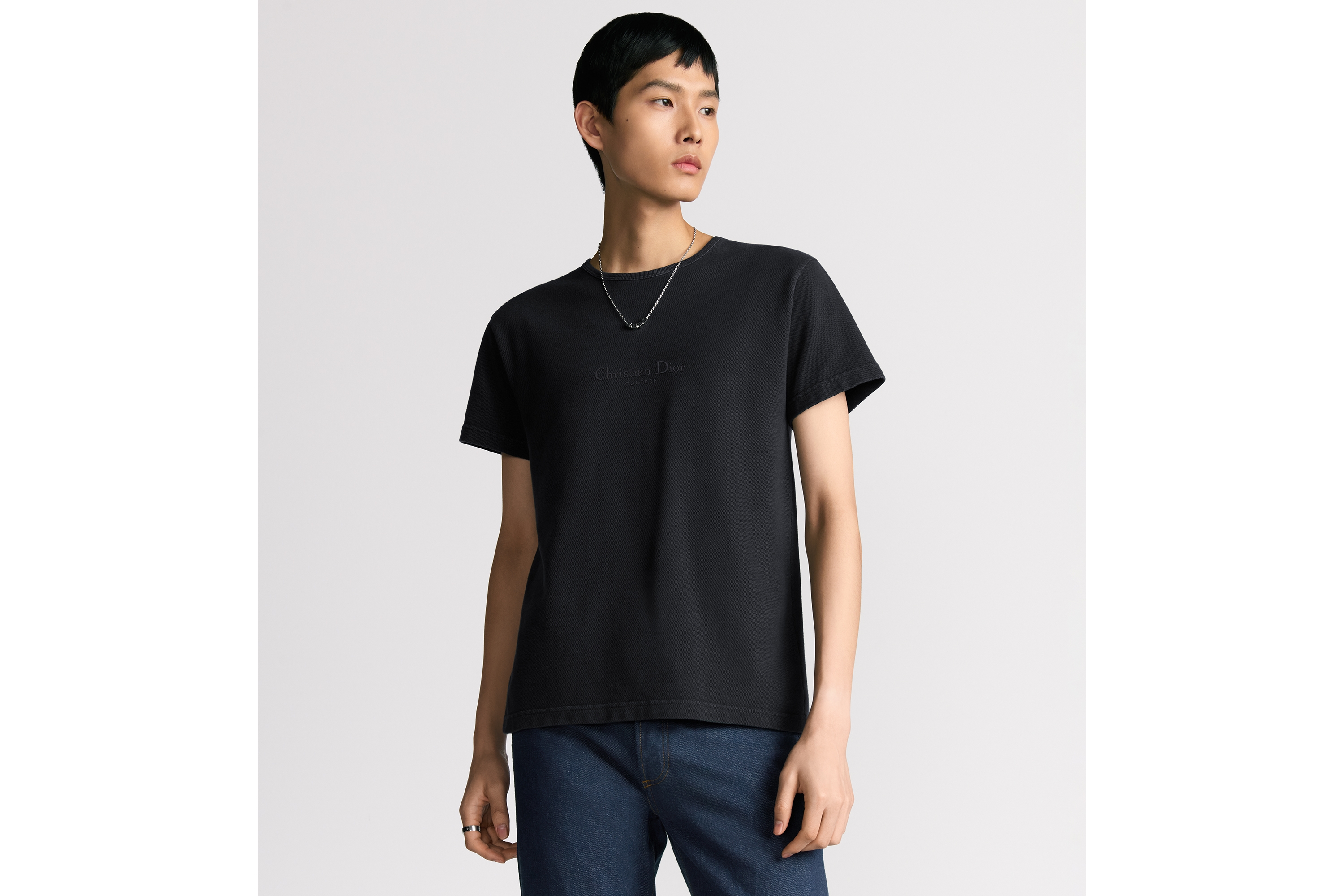 Look Christian Dior Couture T-Shirt, Regular Fit Black Cotton Piqué E07