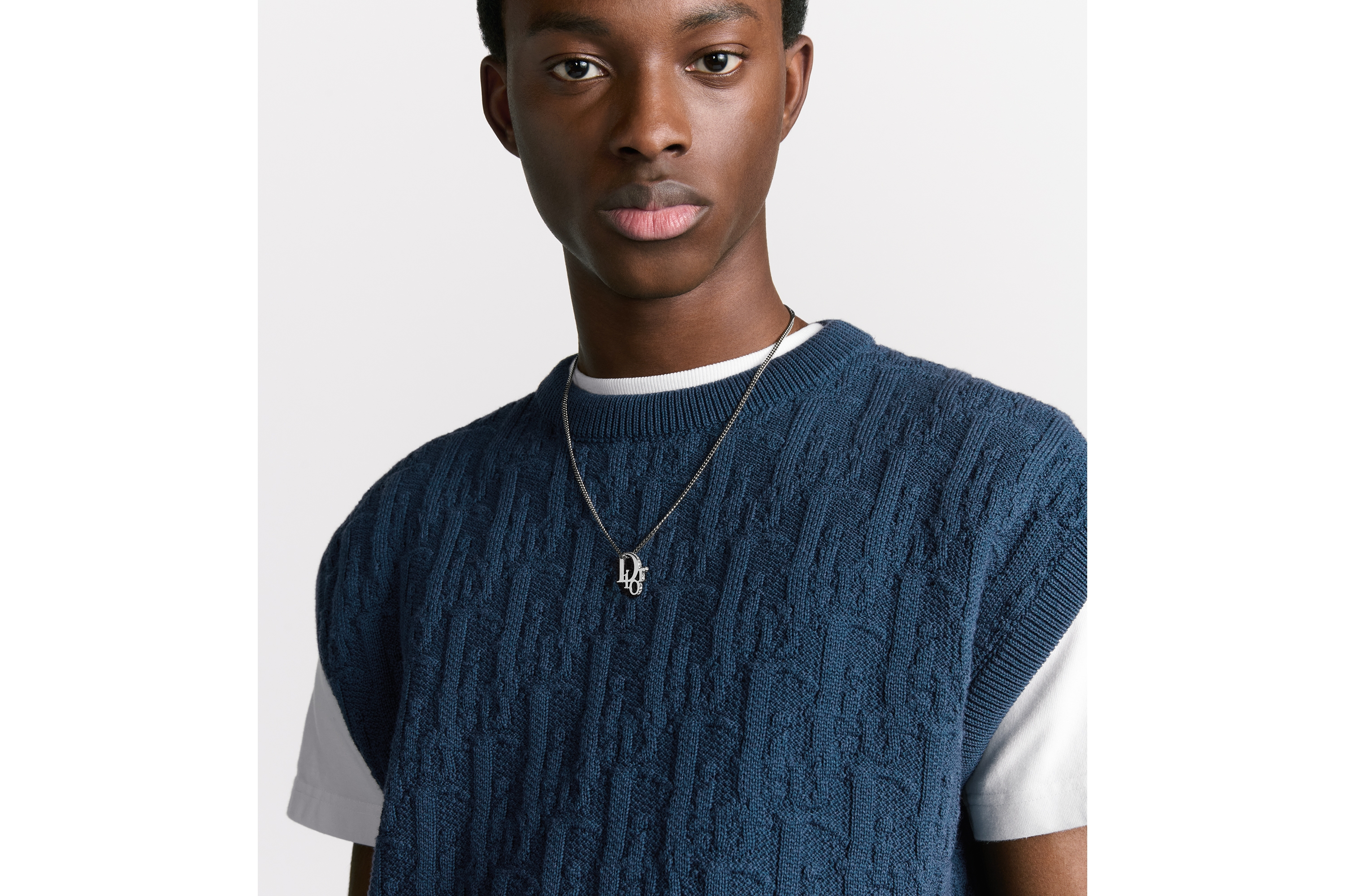 look_image_alt_prefix Chaleco de punto Dior Oblique Jacquard de mezcla de algodón azul E04